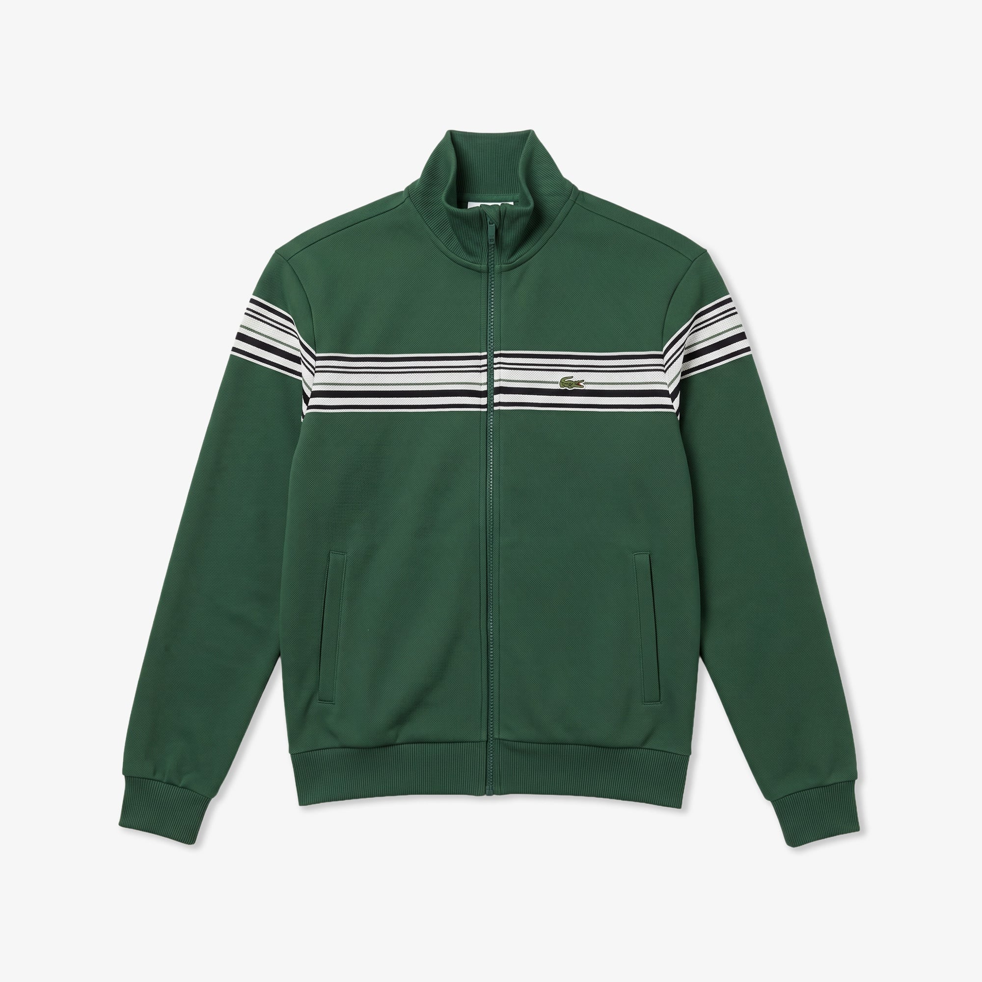 Erkek Regular Fit Fermuarlı Renk Bloklu Yeşil Sweatshirt