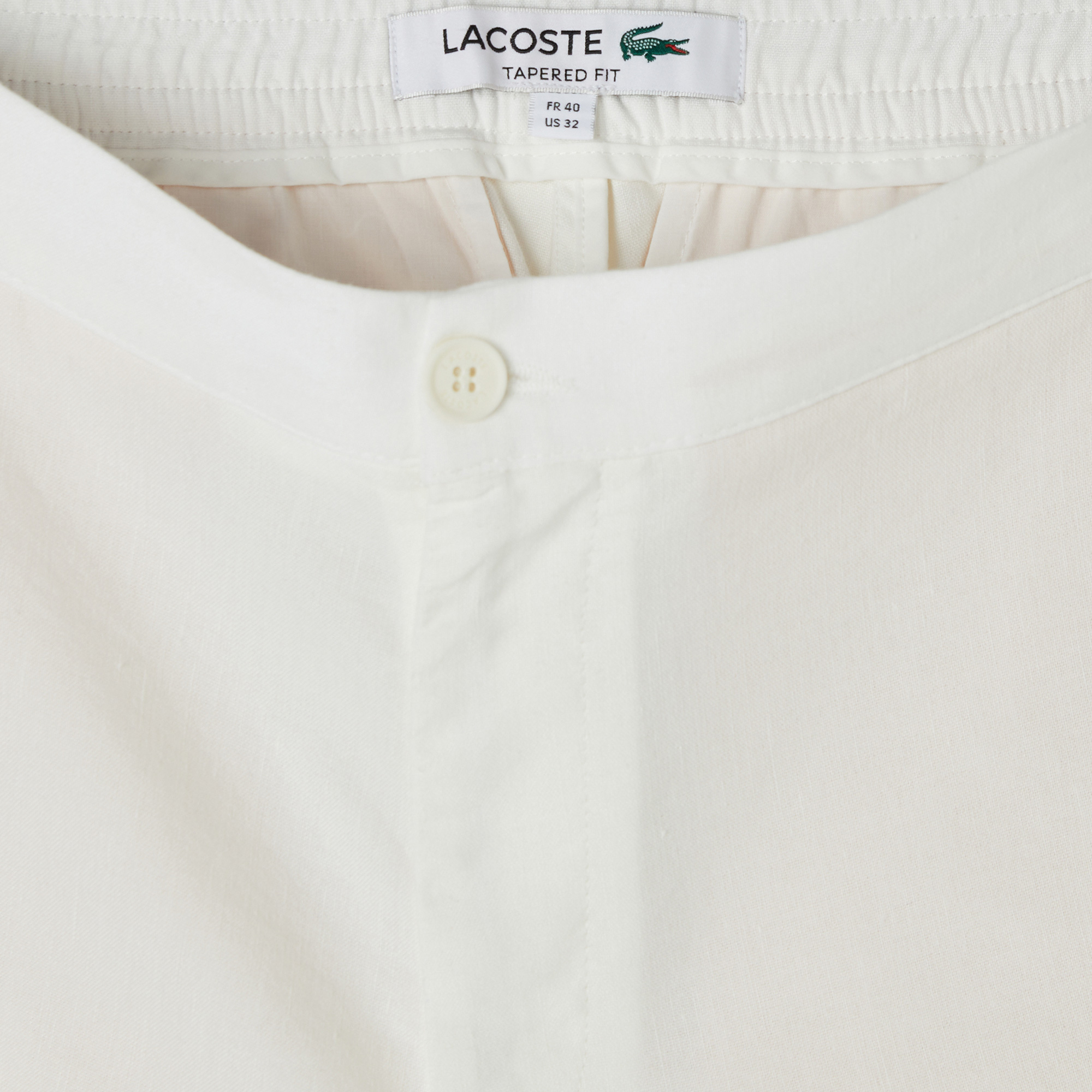 Lacoste Erkek Tapered Fit Keten Beyaz Bermuda Şort görsel 4