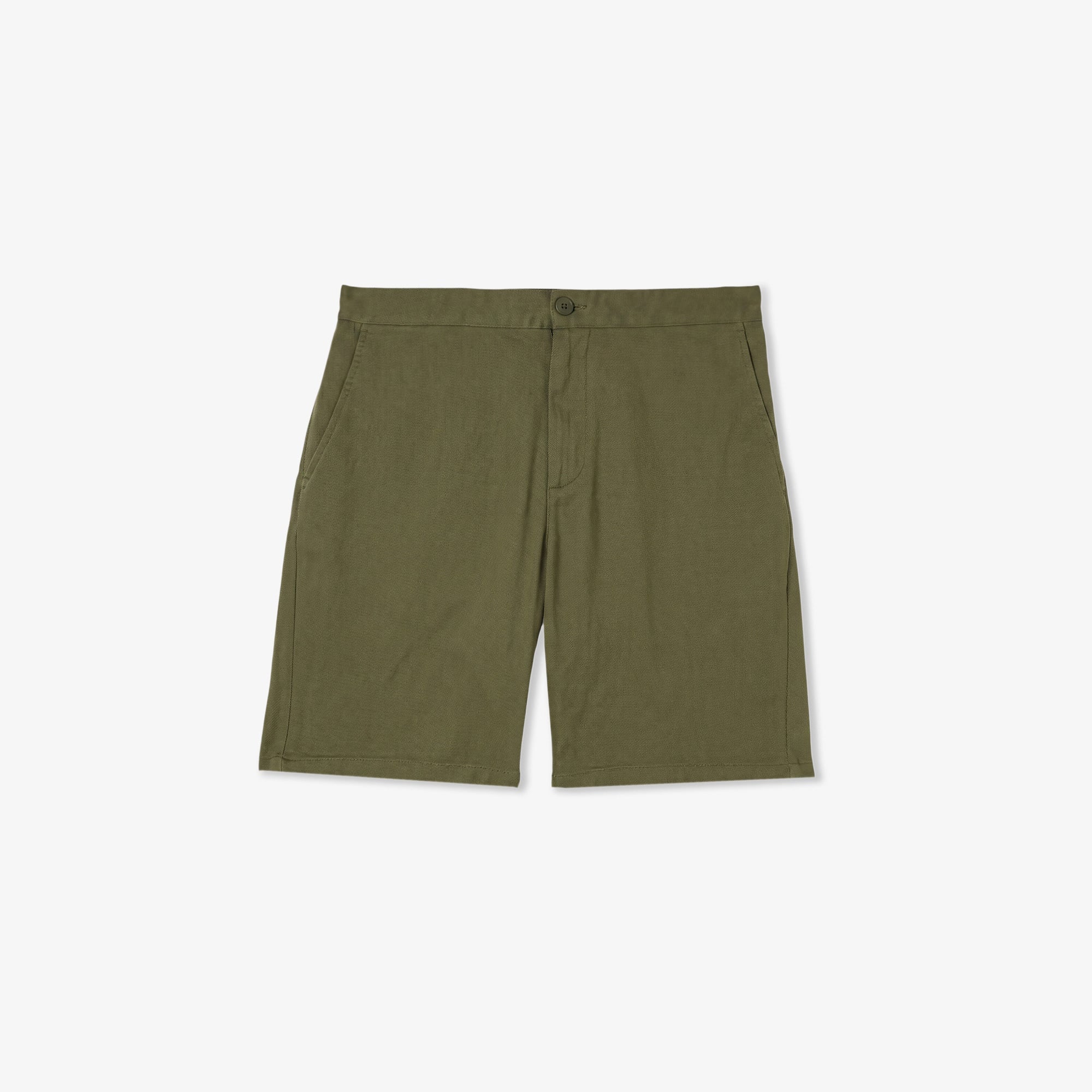 Erkek Tapered Fit Keten Haki Bermuda Şort