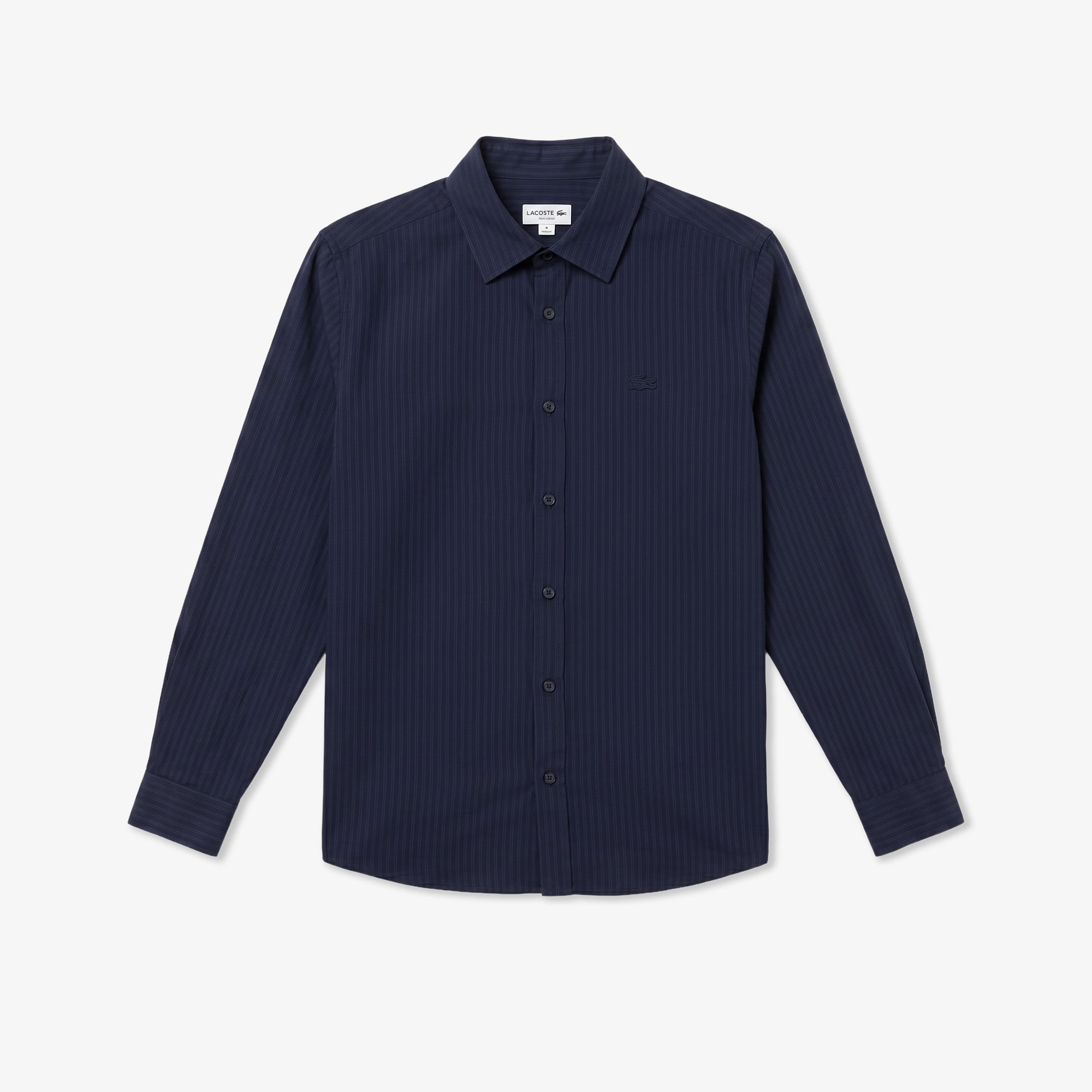 Lacoste Erkek Regular Fit Düğmeli Yaka Çizgili Lacivert Gömlek görsel 3