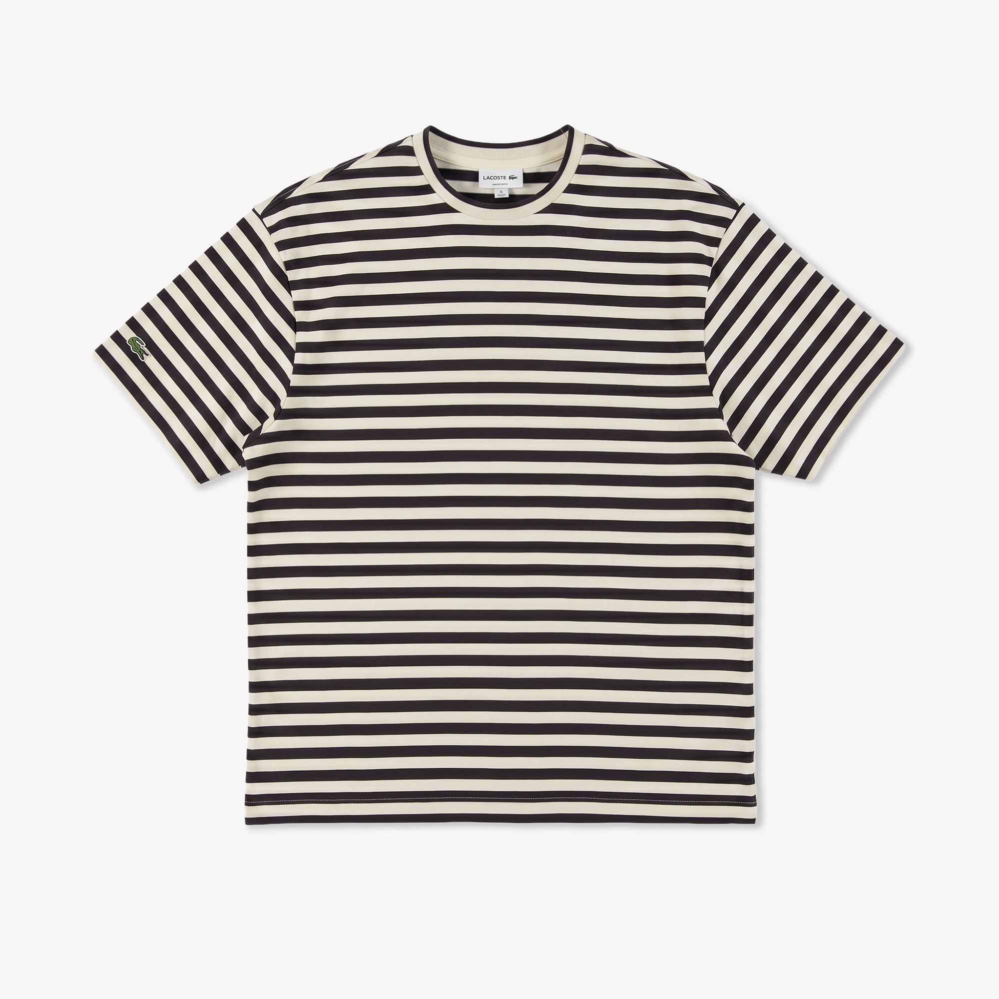 Lacoste Erkek Relaxed Fit Bisiklet Yaka Çizgili Kahverengi T-Shirt görsel 3