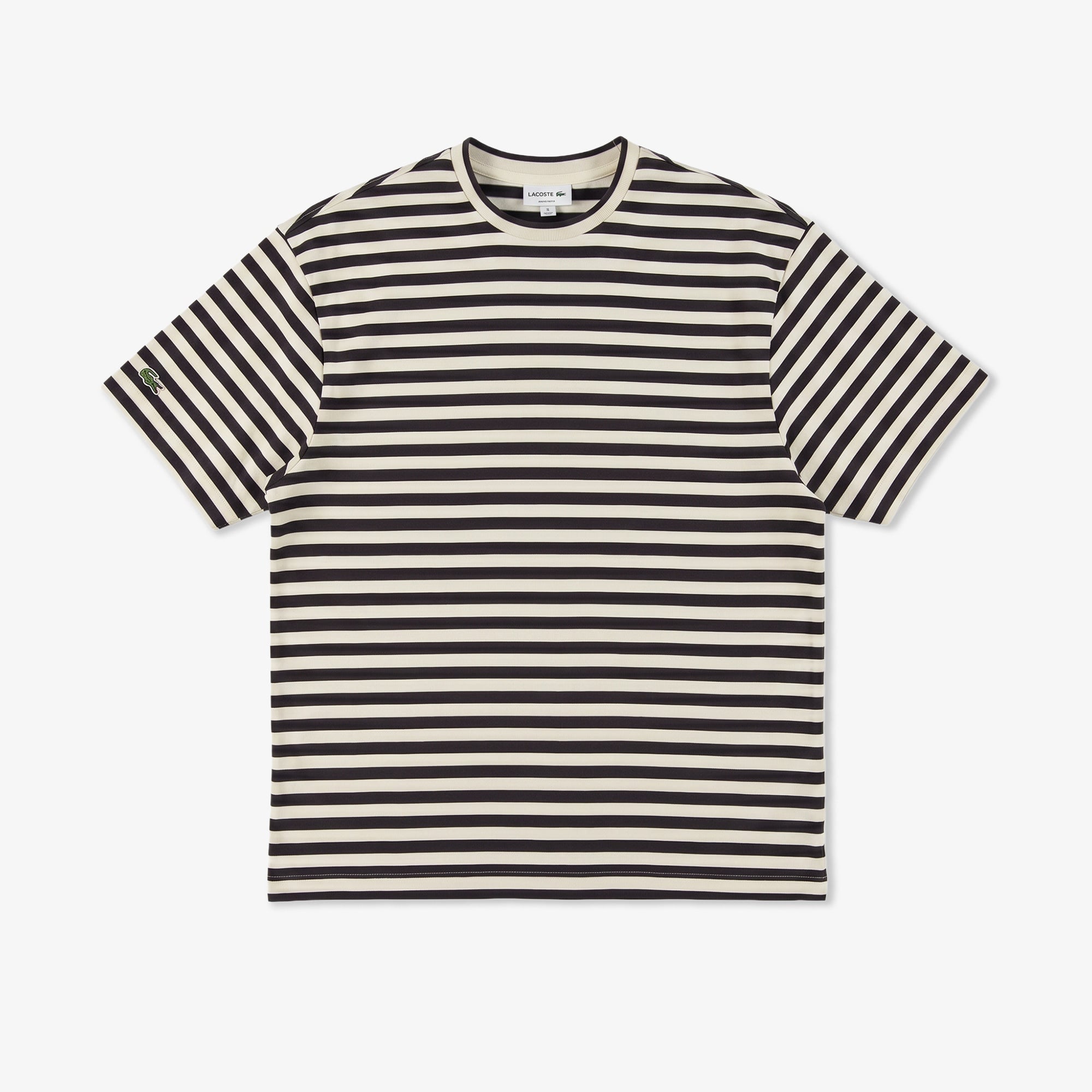 Erkek Relaxed Fit Bisiklet Yaka Çizgili Kahverengi T-Shirt