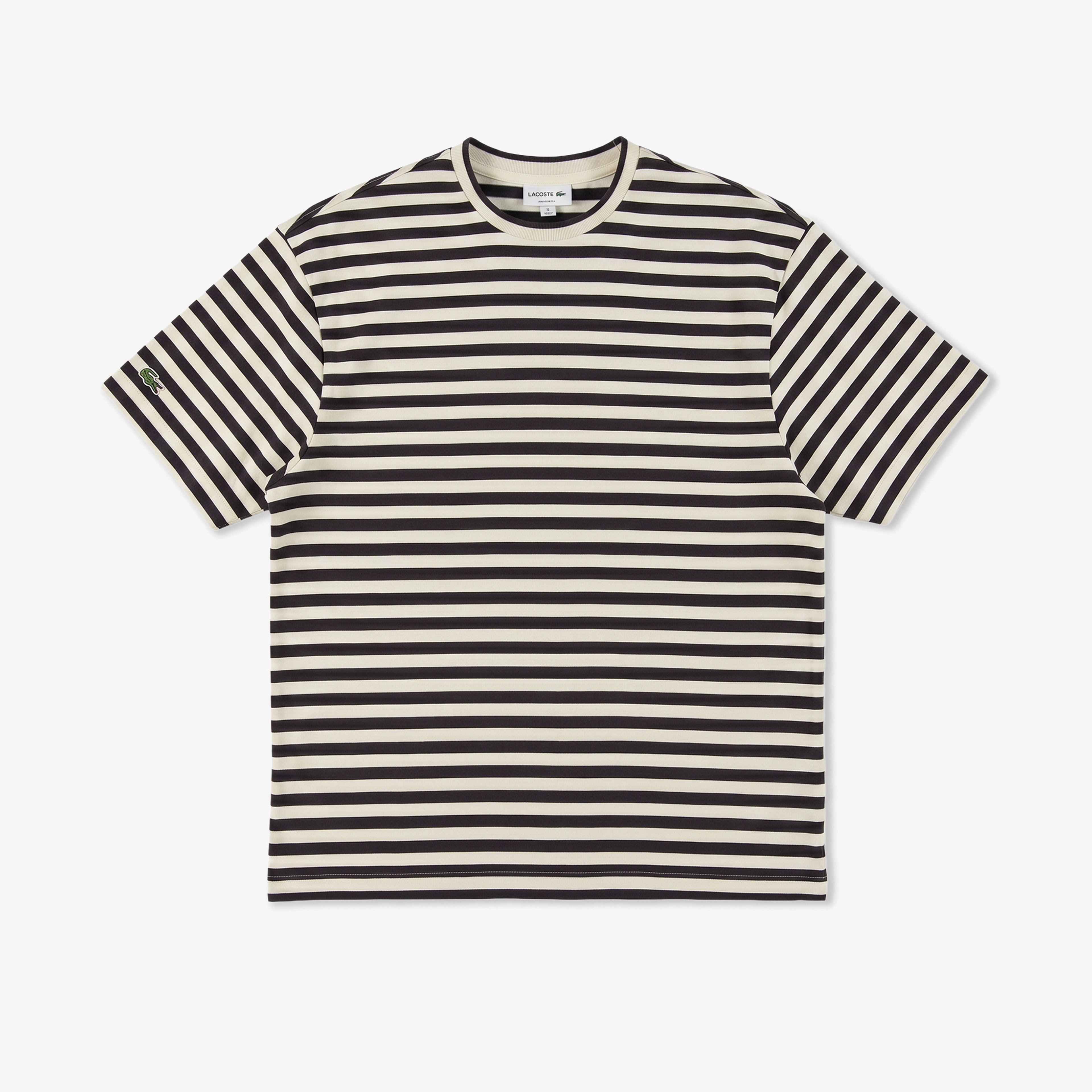 Erkek Relaxed Fit Bisiklet Yaka Çizgili Kahverengi T-Shirt Erkek Relaxed Fit Bisiklet Yaka Çizgili Kahverengi T-Shirt