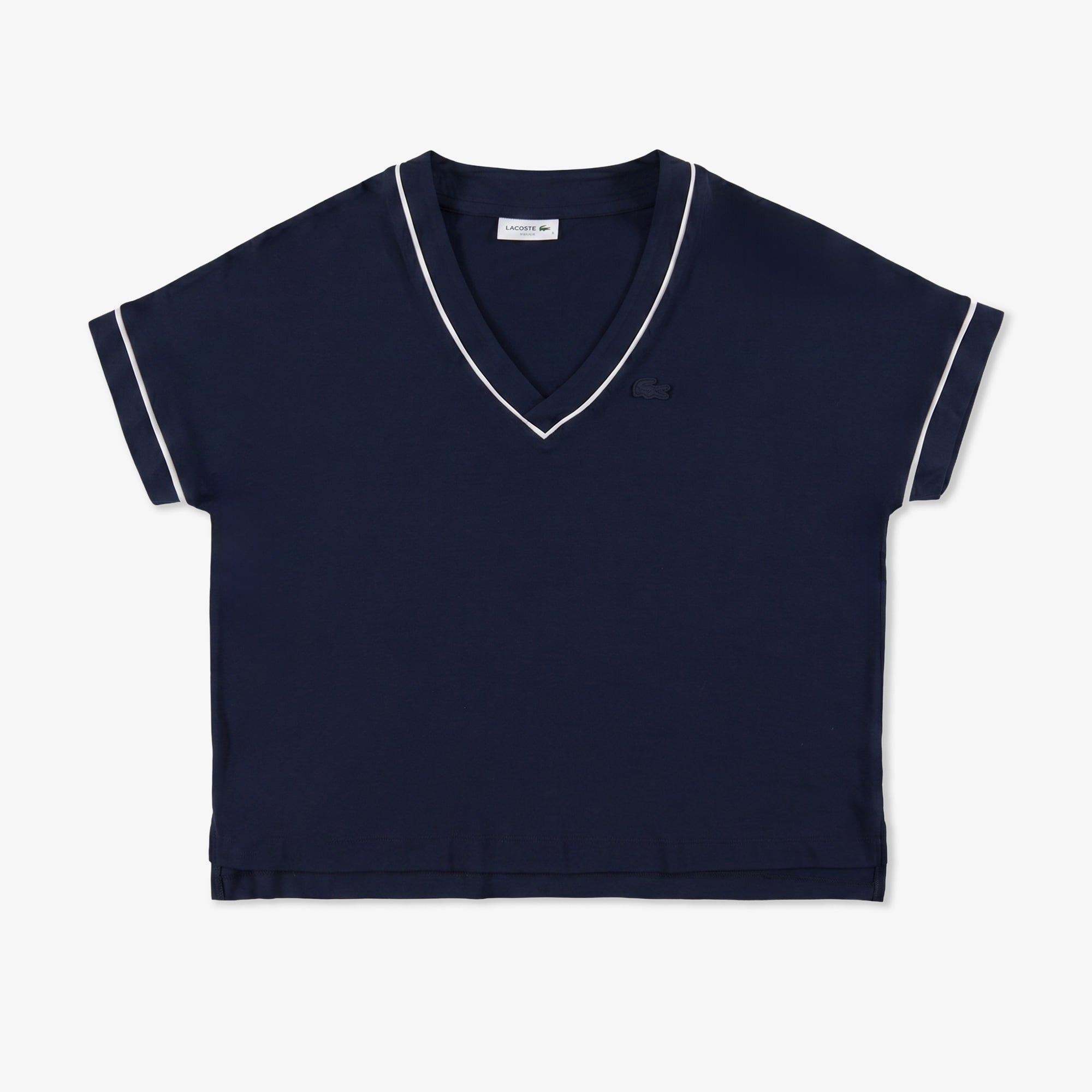 Kadın Loose Fit V Yaka Lacivert T-Shirt