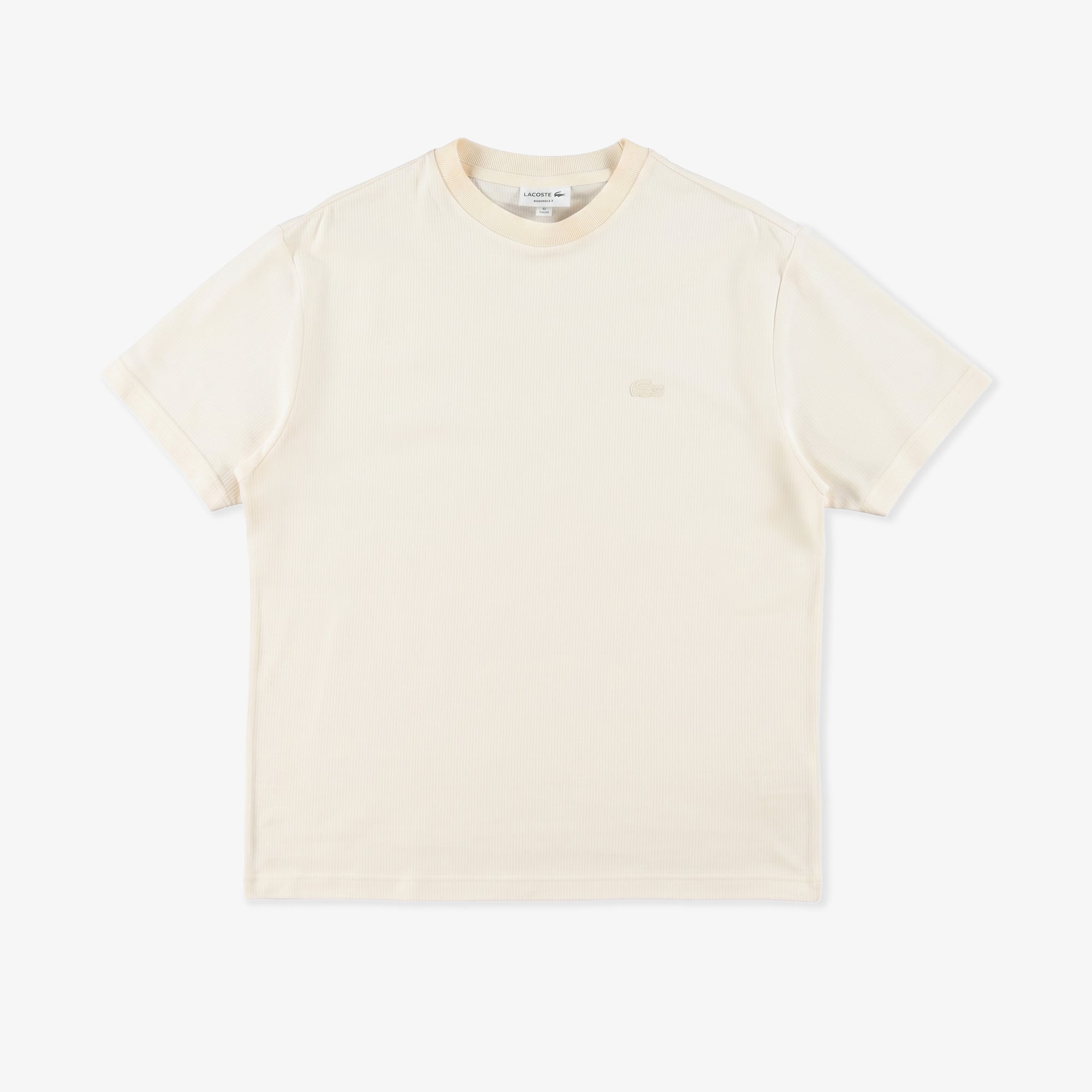 Lacoste Erkek Relaxed Fit Bisiklet Yaka Krem T-Shirt görsel 2