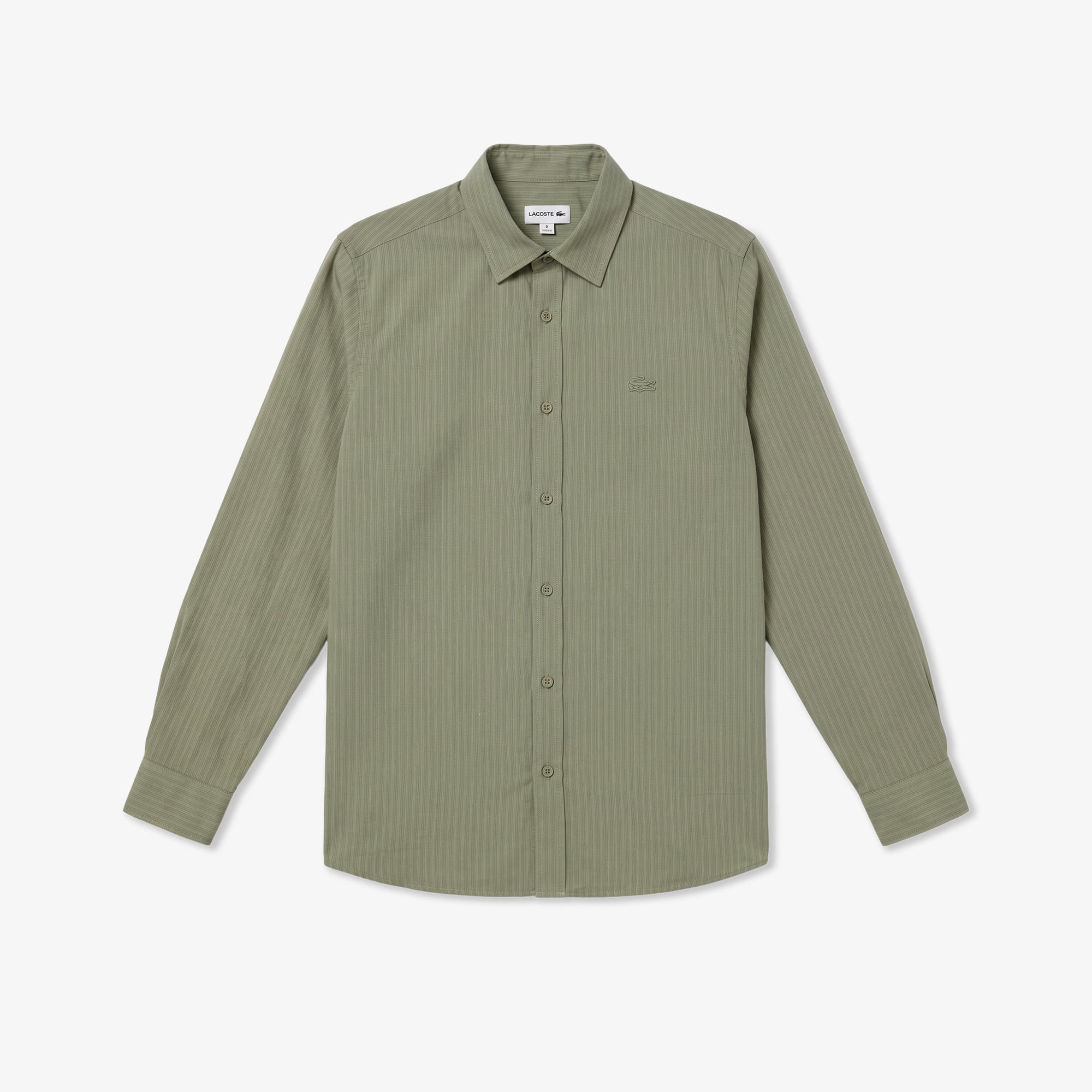 Lacoste Erkek Regular Fit Düğmeli Yaka Çizgili Haki Gömlek görsel 3