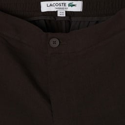 Erkek Tapered Fit Keten Kahverengi Bermuda Şort Siyah