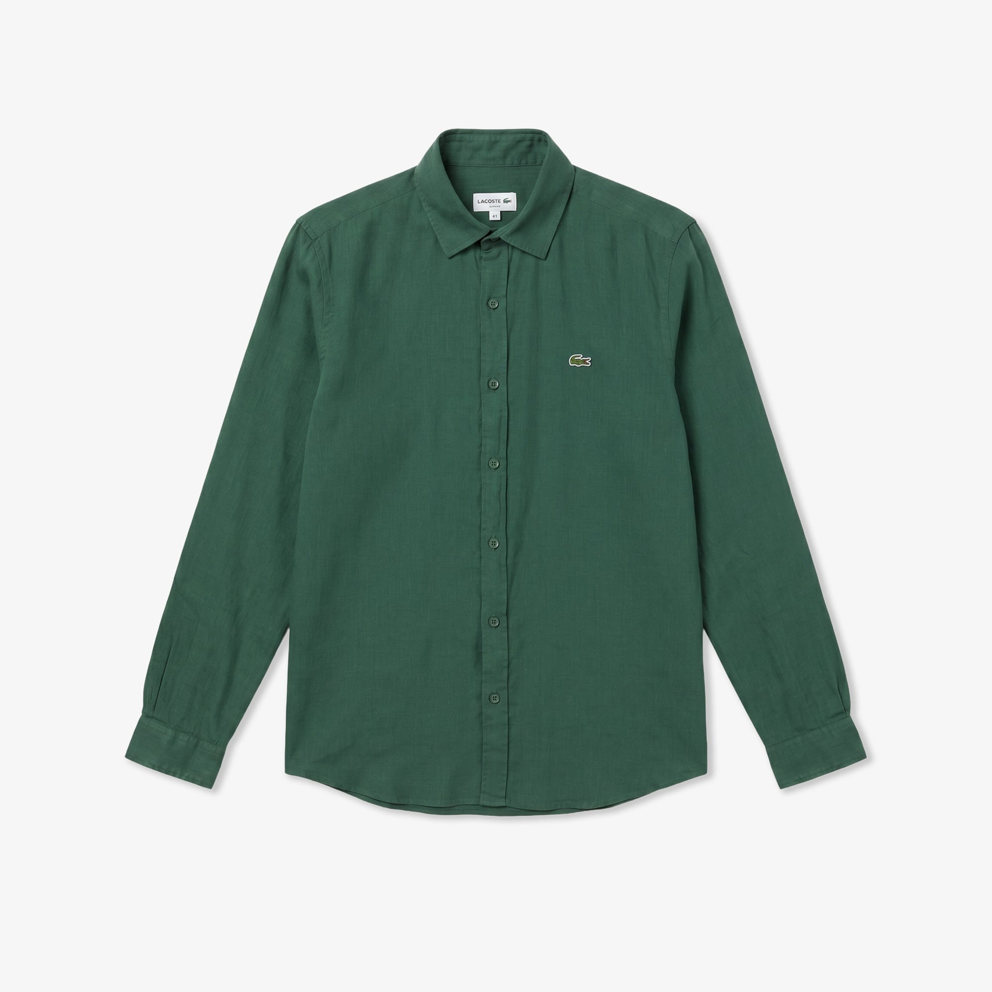 Erkek Regular Fit Keten Yeşil Gömlek