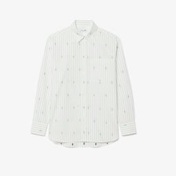 Kadın Oversize Fit Çizgili Beyaz Gömlek Beyaz