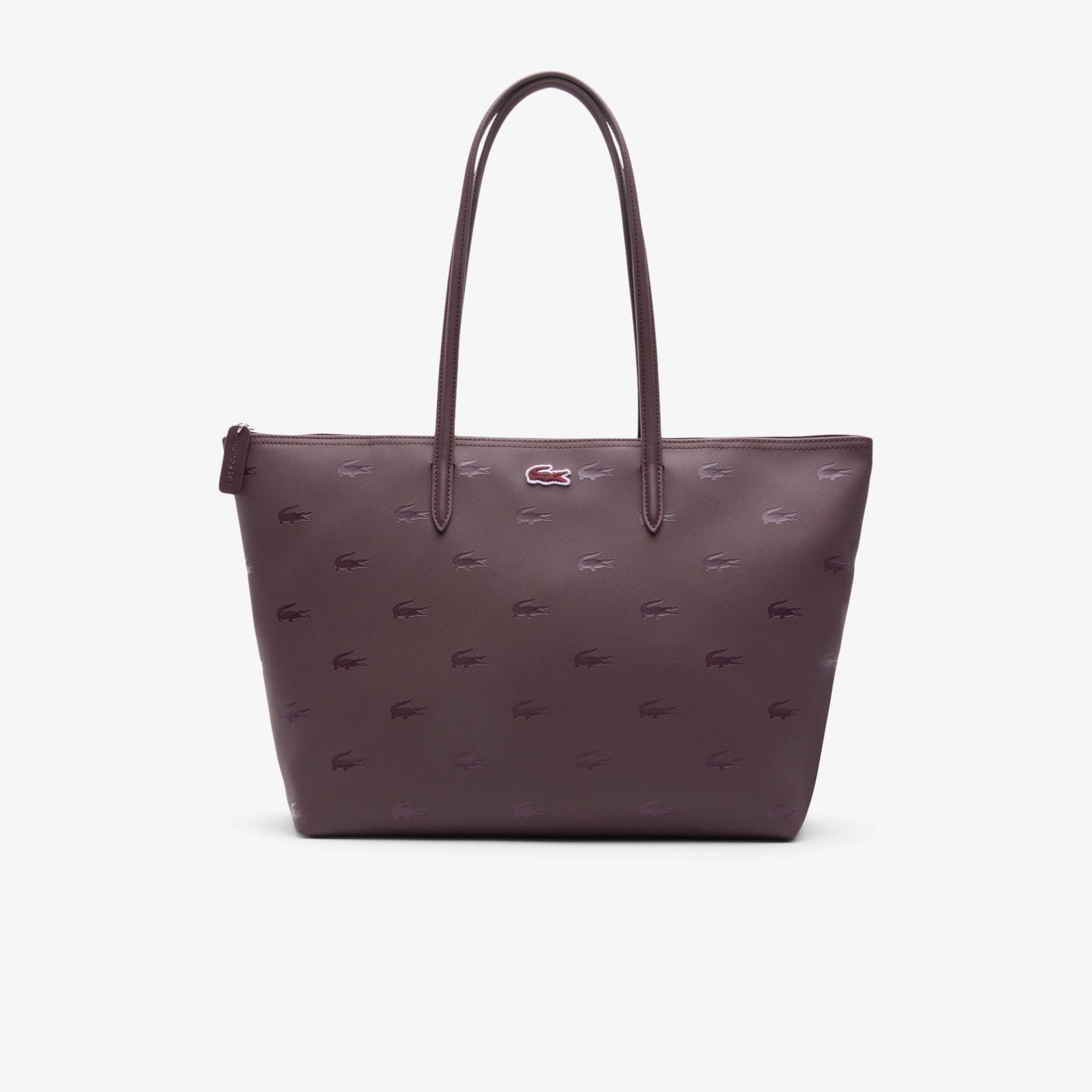 Large L.12.12 Kadın Desenli Bordo Omuz Çantası