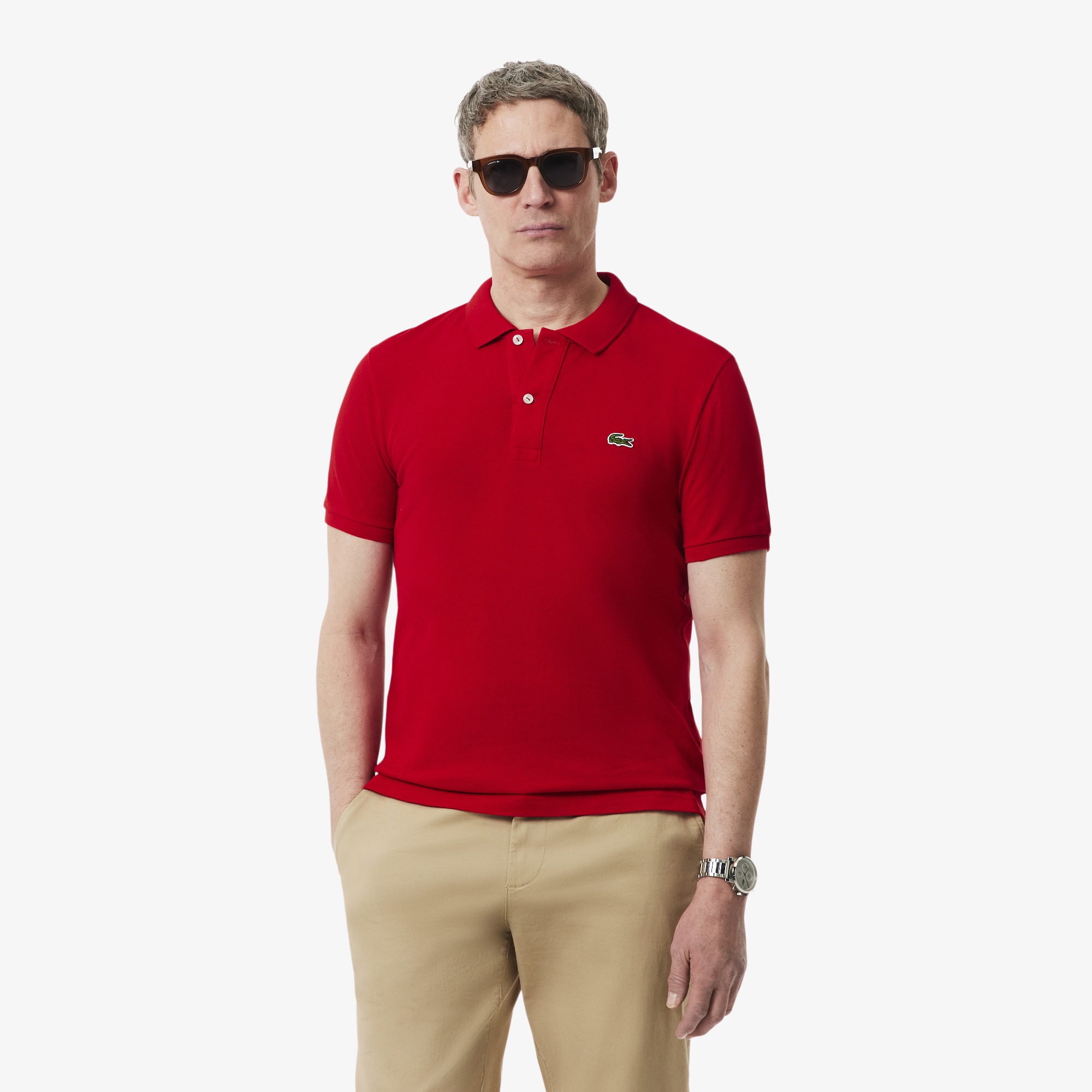 L.12.12 Erkek Slim Fit Kırmızı Polo