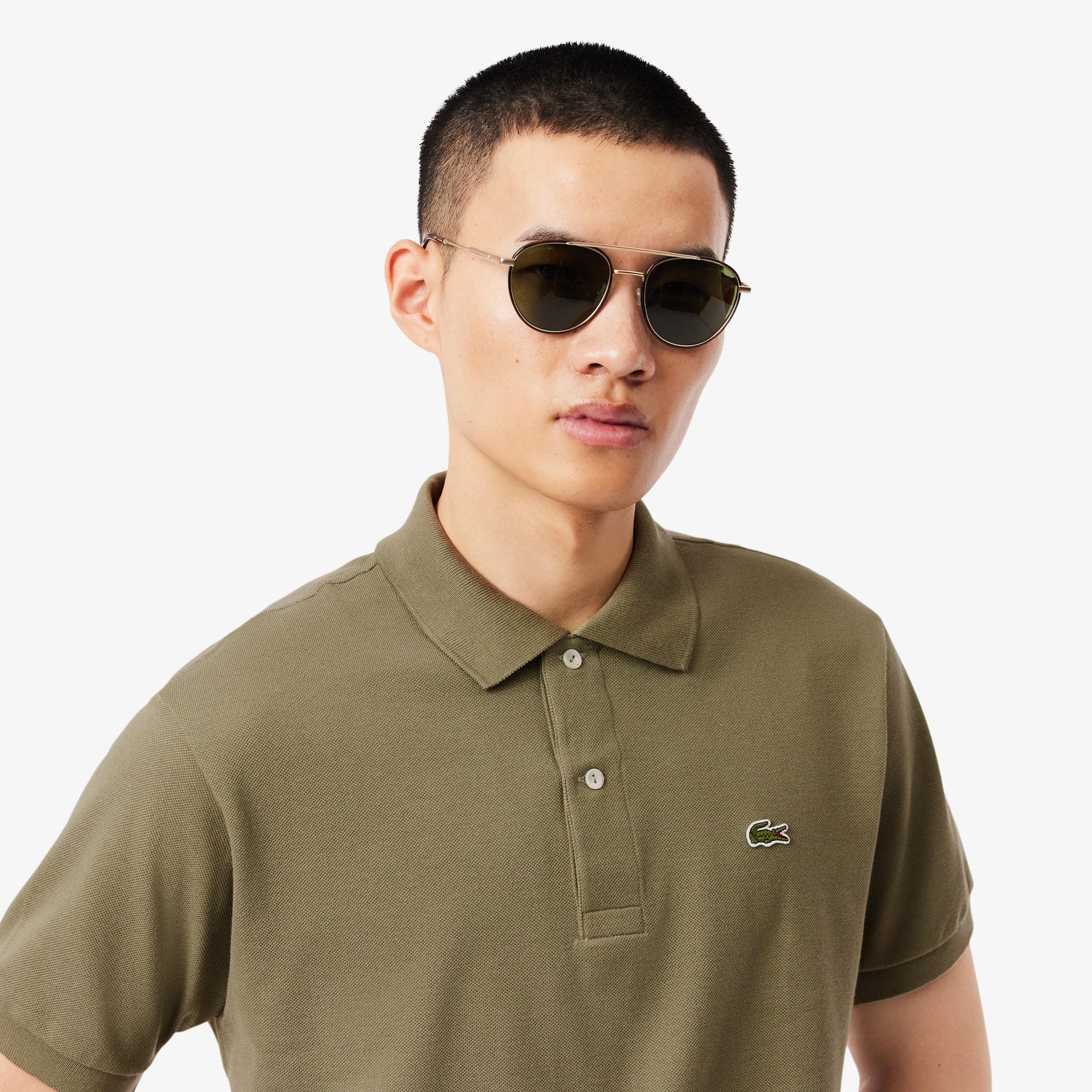L.12.12 Erkek Classic Fit Haki Polo