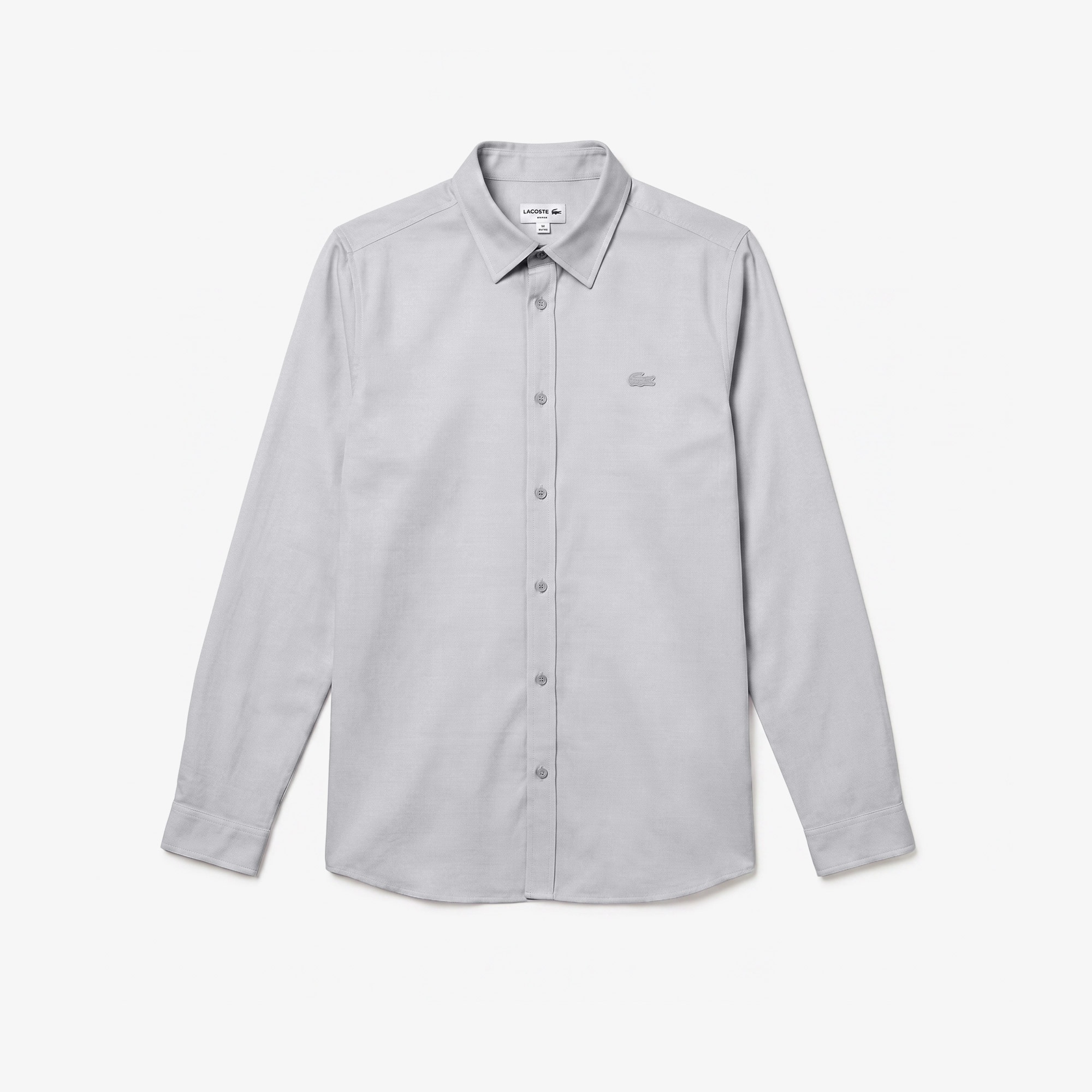 Erkek Slim Fit Düğmeli Yaka Gri Gömlek