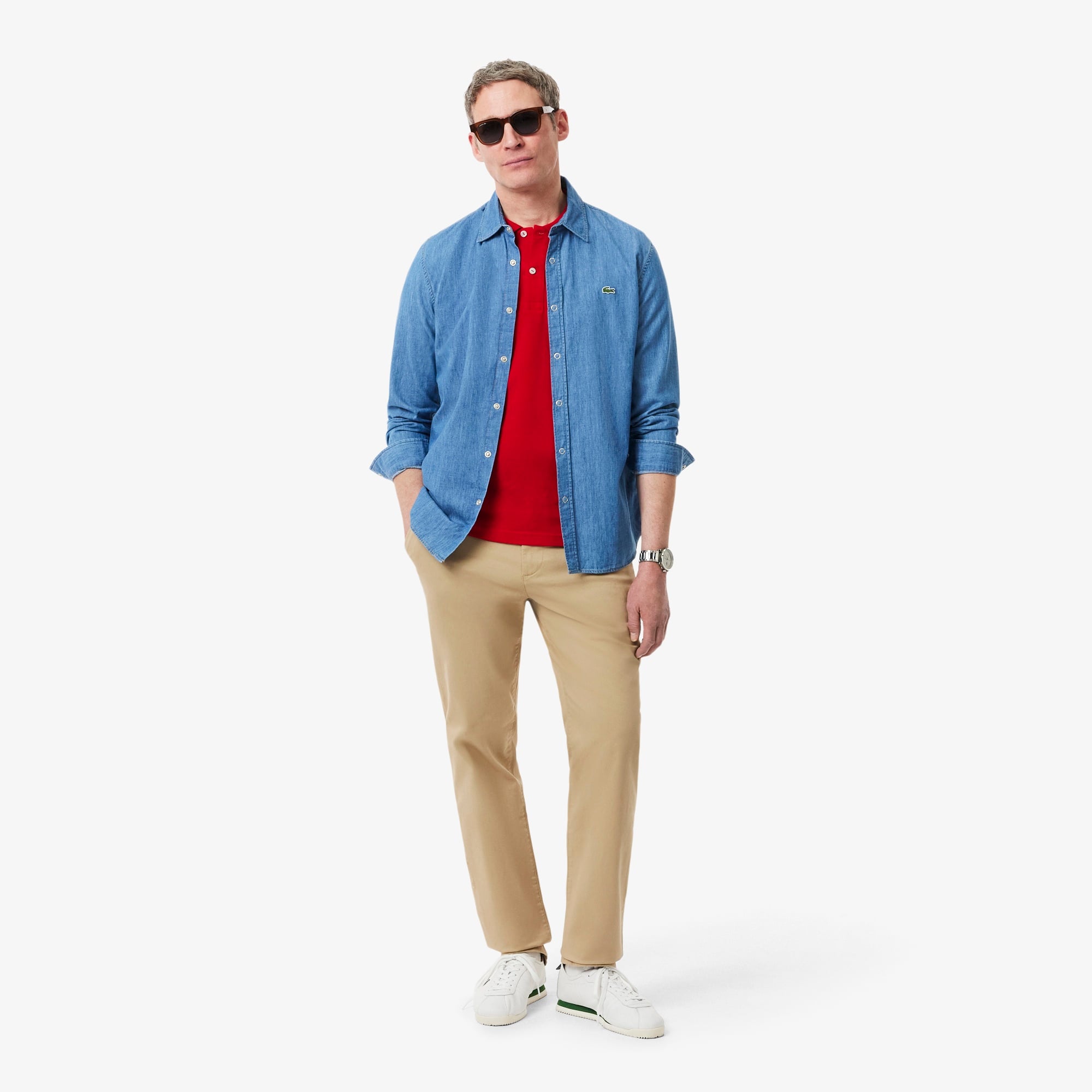 L.12.12 Erkek Slim Fit Kırmızı Polo