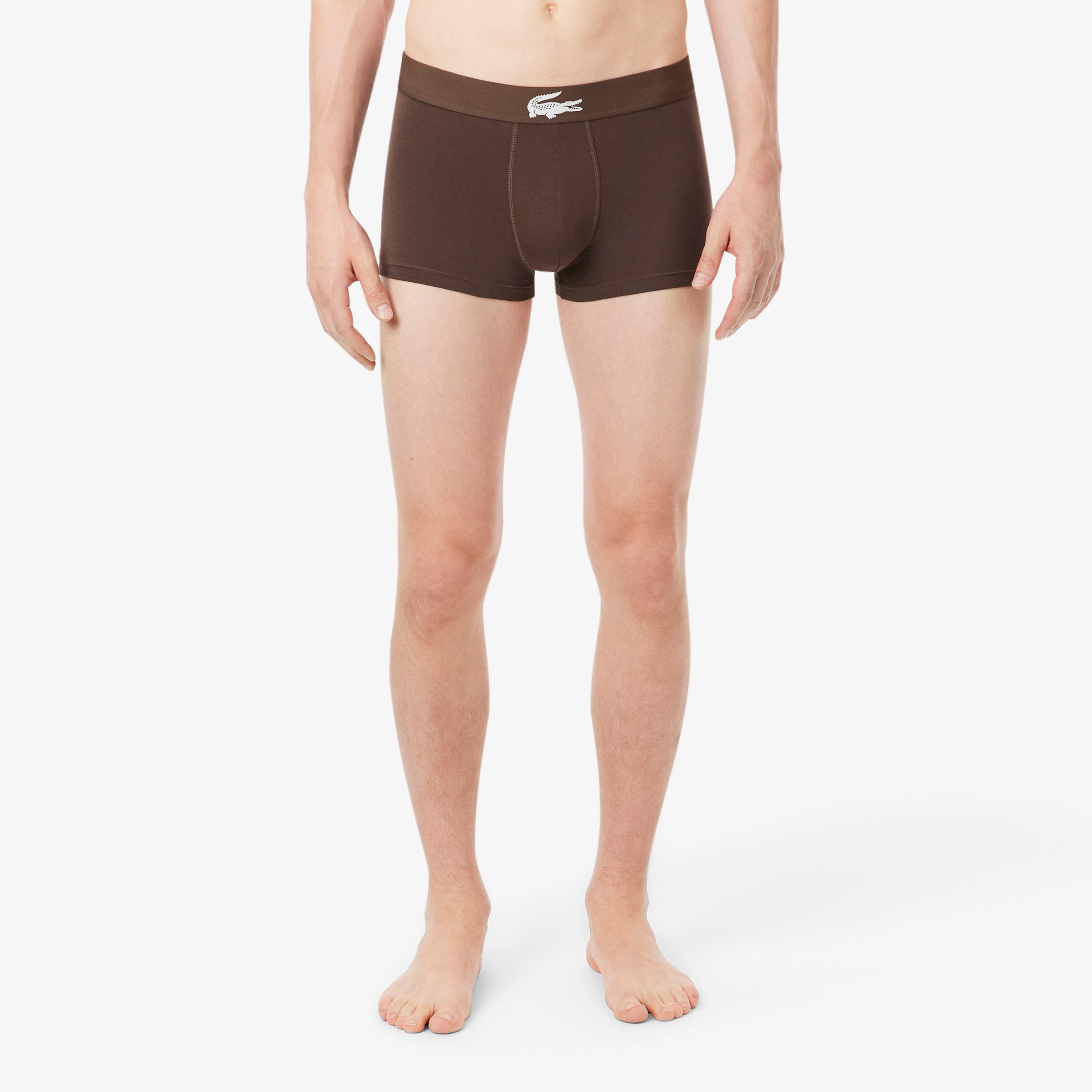 Erkek Regular Fit 3'lü Kahverengi Boxer