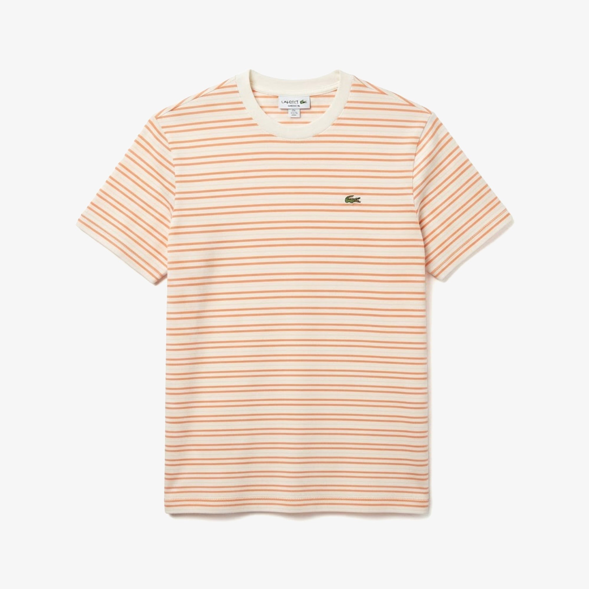 Erkek Classic Fit Bisiklet Yaka Çizgili Turuncu T-Shirt