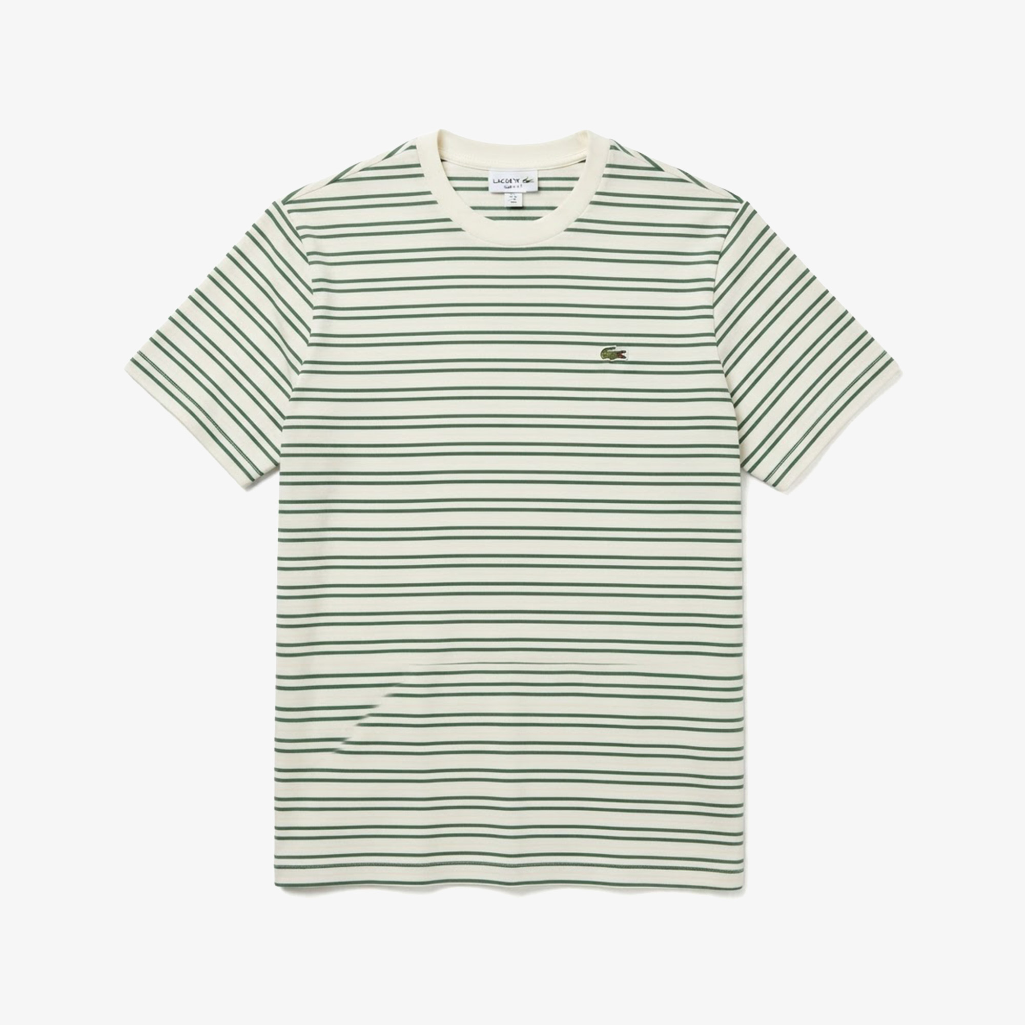 Lacoste Erkek Classic Fit Bisiklet Yaka Çizgili Yeşil T-Shirt görsel 3