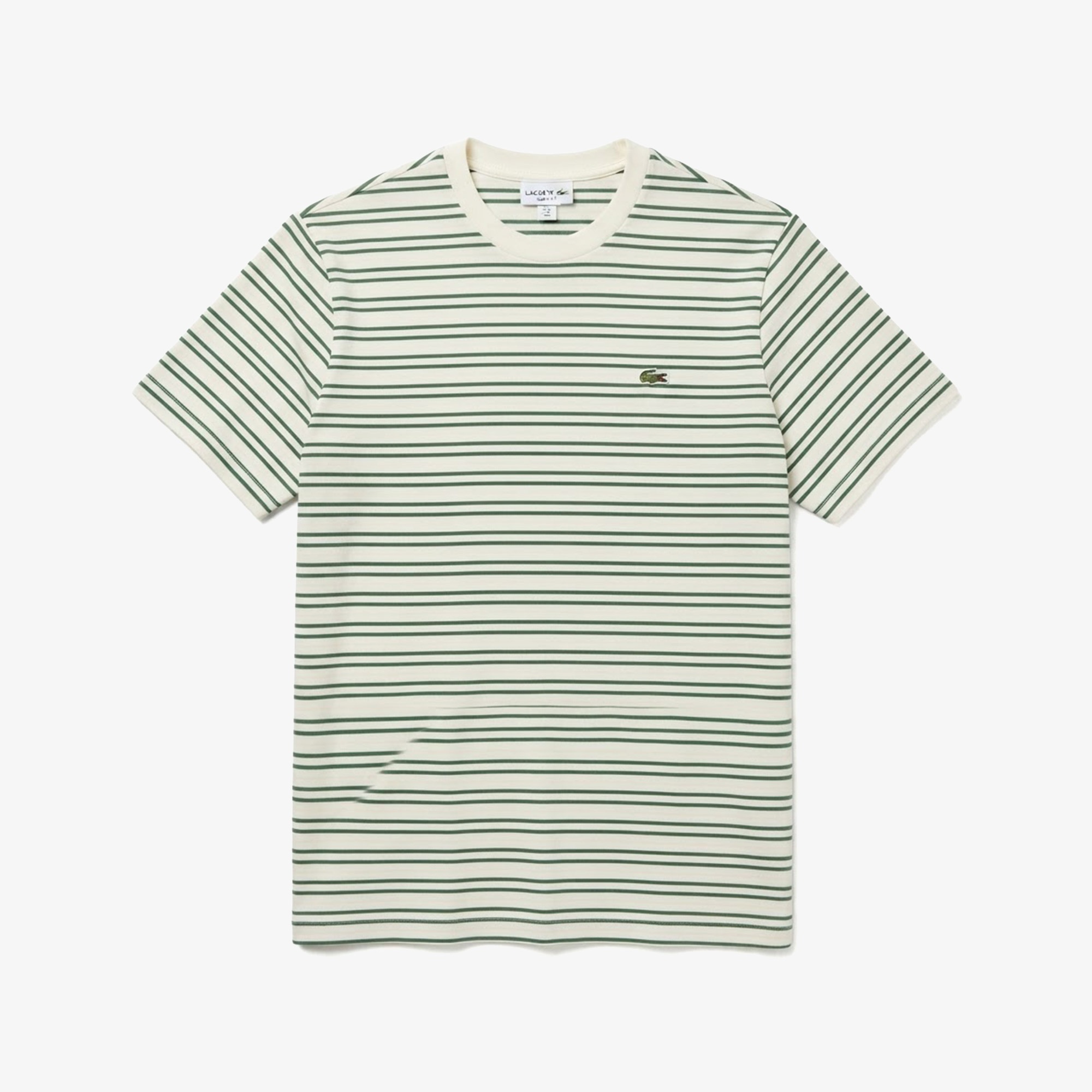 Erkek Classic Fit Bisiklet Yaka Çizgili Yeşil T-Shirt