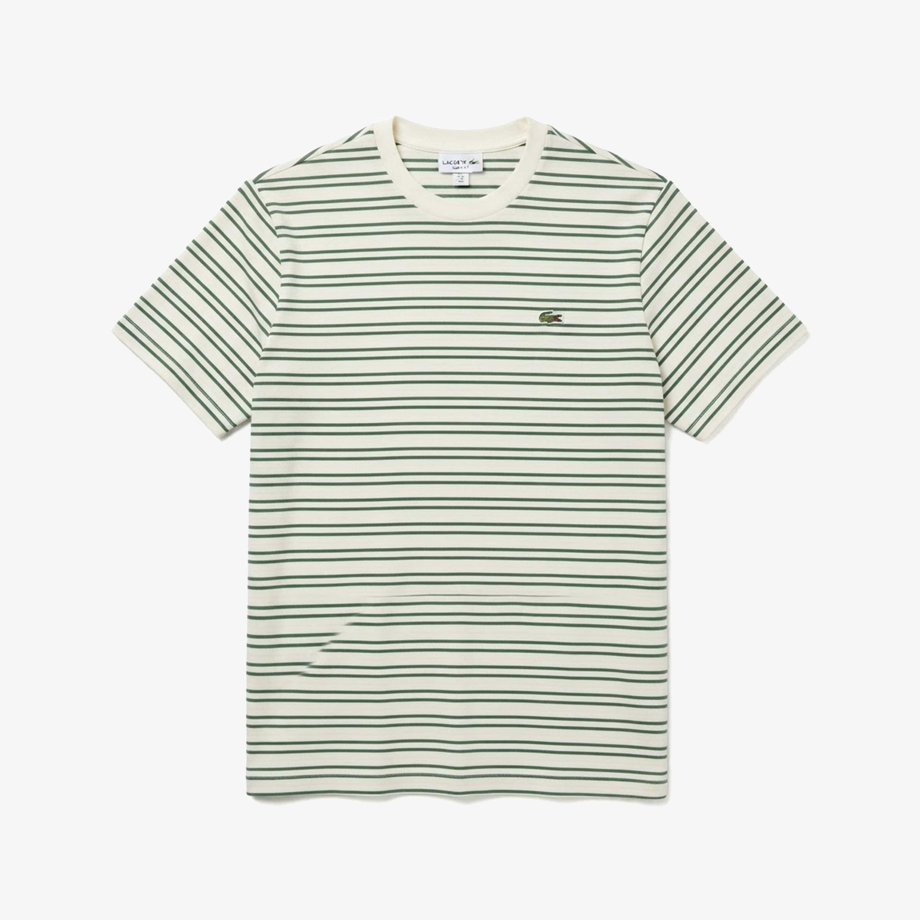 Erkek Classic Fit Bisiklet Yaka Çizgili Yeşil T-Shirt