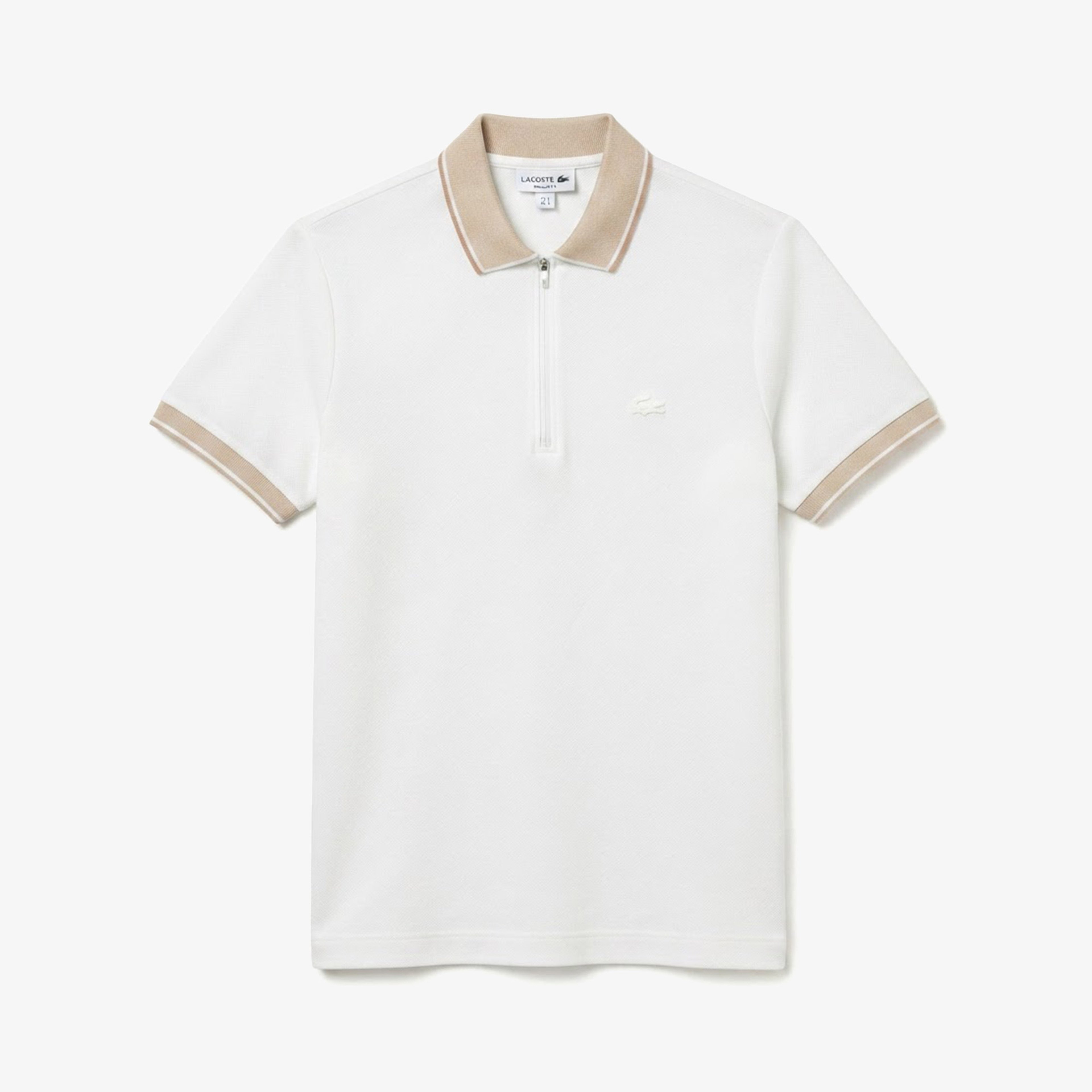 Erkek Regular Fit Renk Bloklu Krem Polo