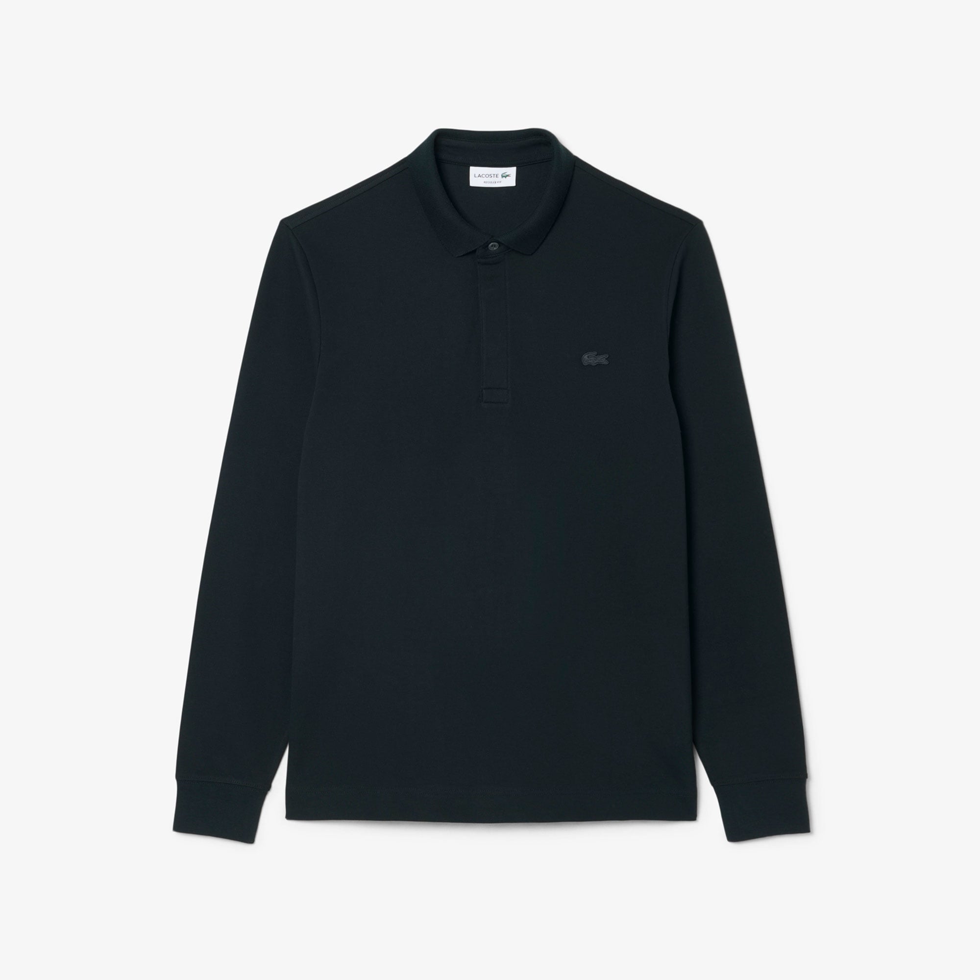 Erkek Regular Fit Uzun Kollu Koyu Yeşil Paris Polo