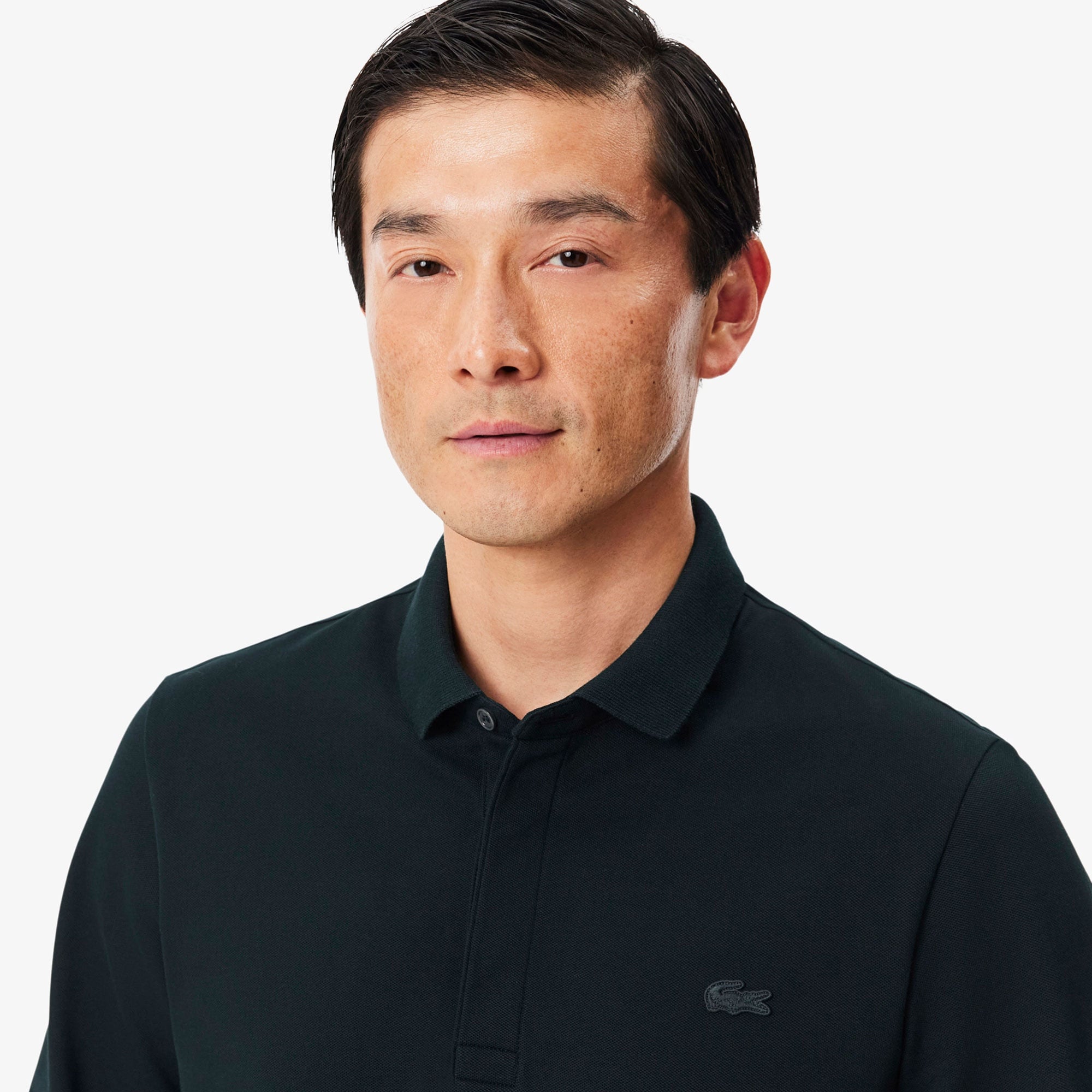 Erkek Regular Fit Uzun Kollu Koyu Yeşil Paris Polo