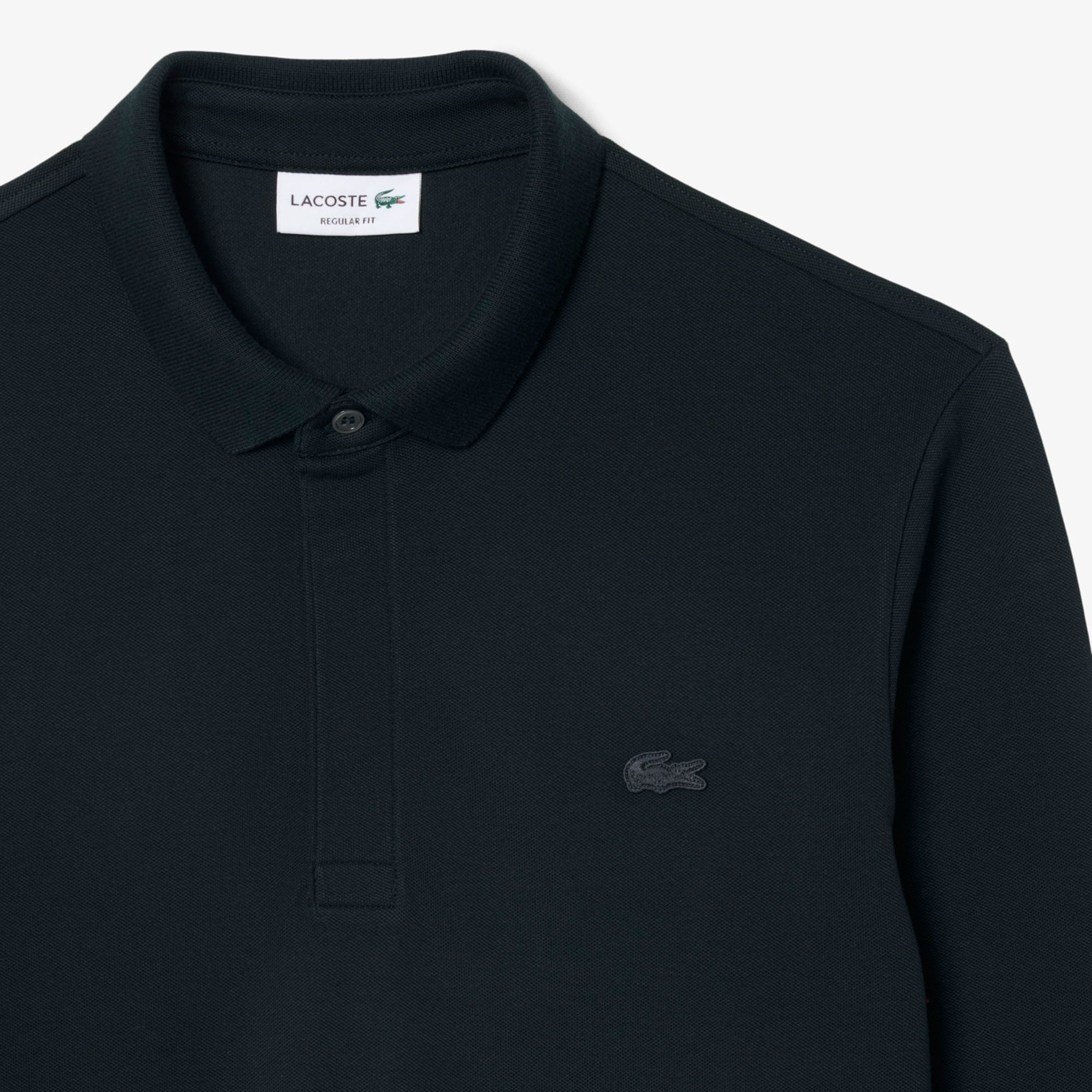 Erkek Regular Fit Uzun Kollu Koyu Yeşil Paris Polo