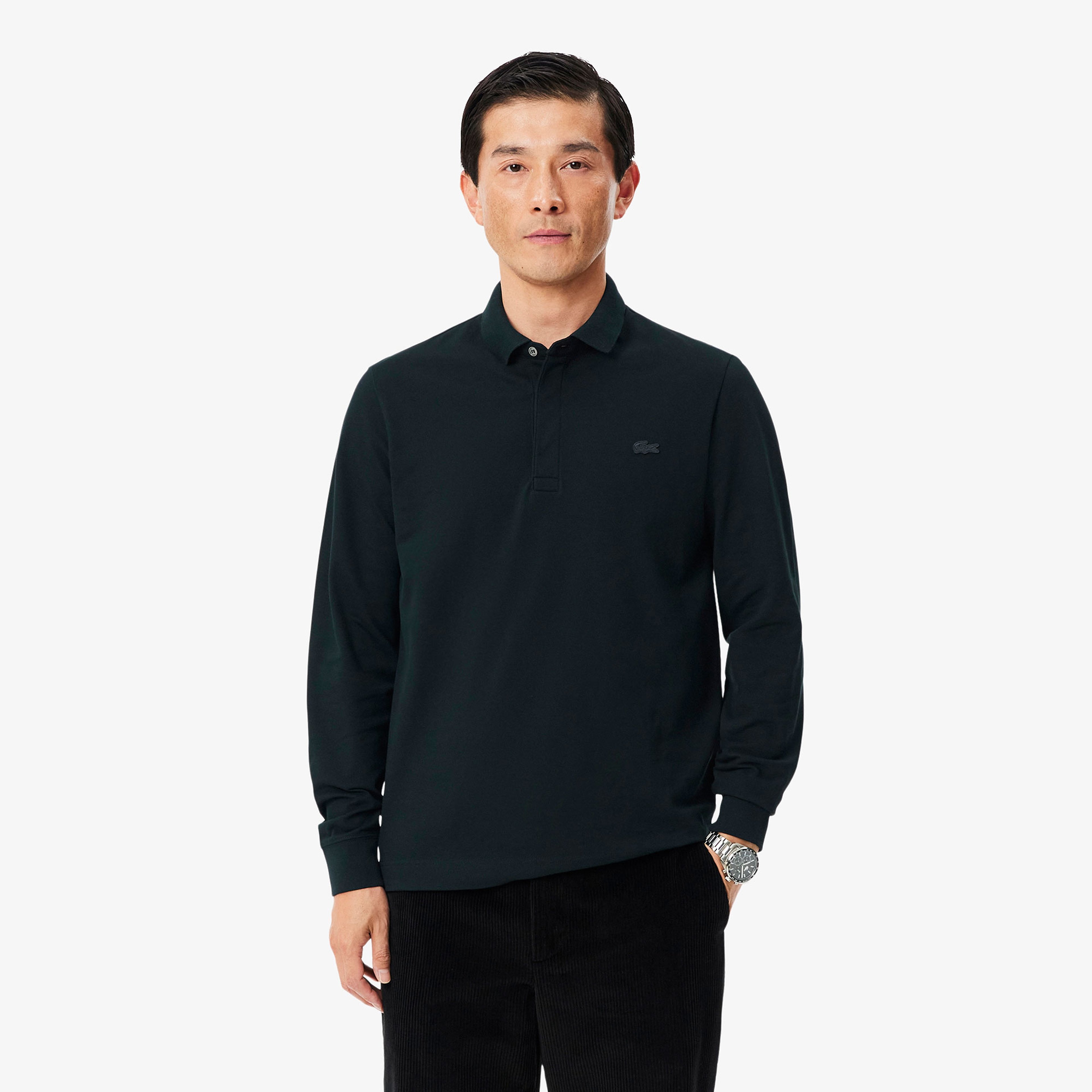 Erkek Regular Fit Uzun Kollu Koyu Yeşil Paris Polo Erkek Regular Fit Uzun Kollu Koyu Yeşil Paris Polo
