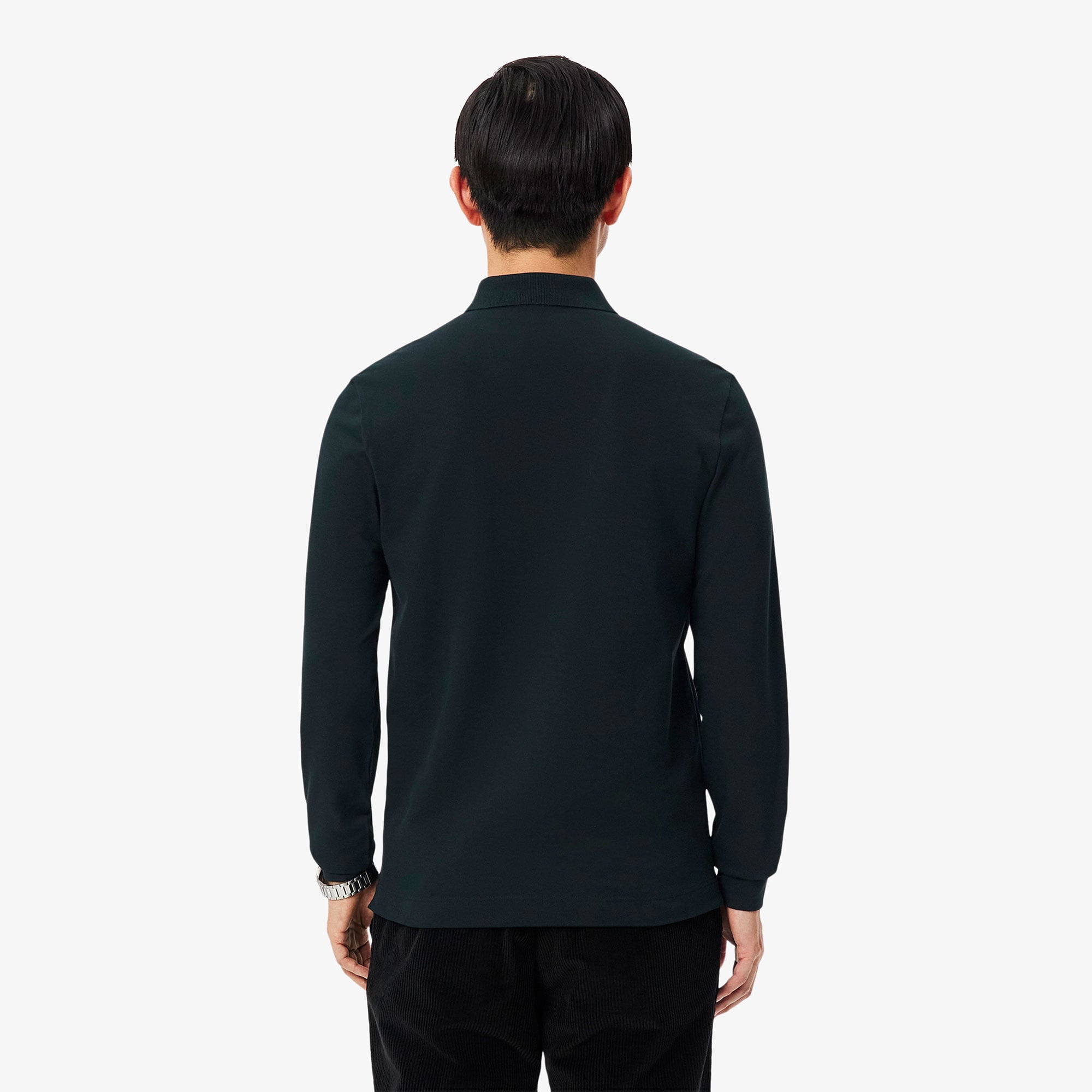 Erkek Regular Fit Uzun Kollu Koyu Yeşil Paris Polo