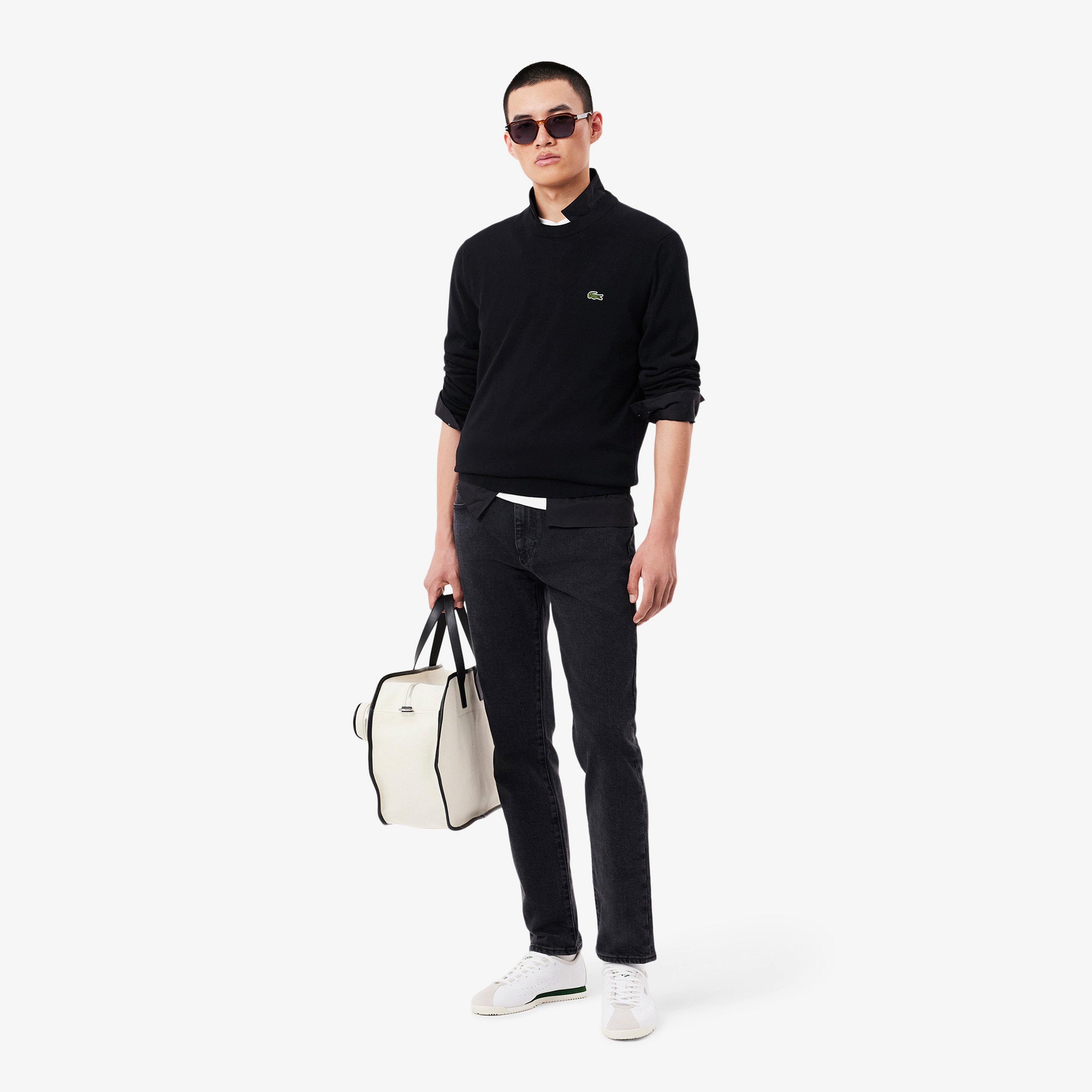 Erkek Regular Fit Bisiklet Yaka Siyah Kazak