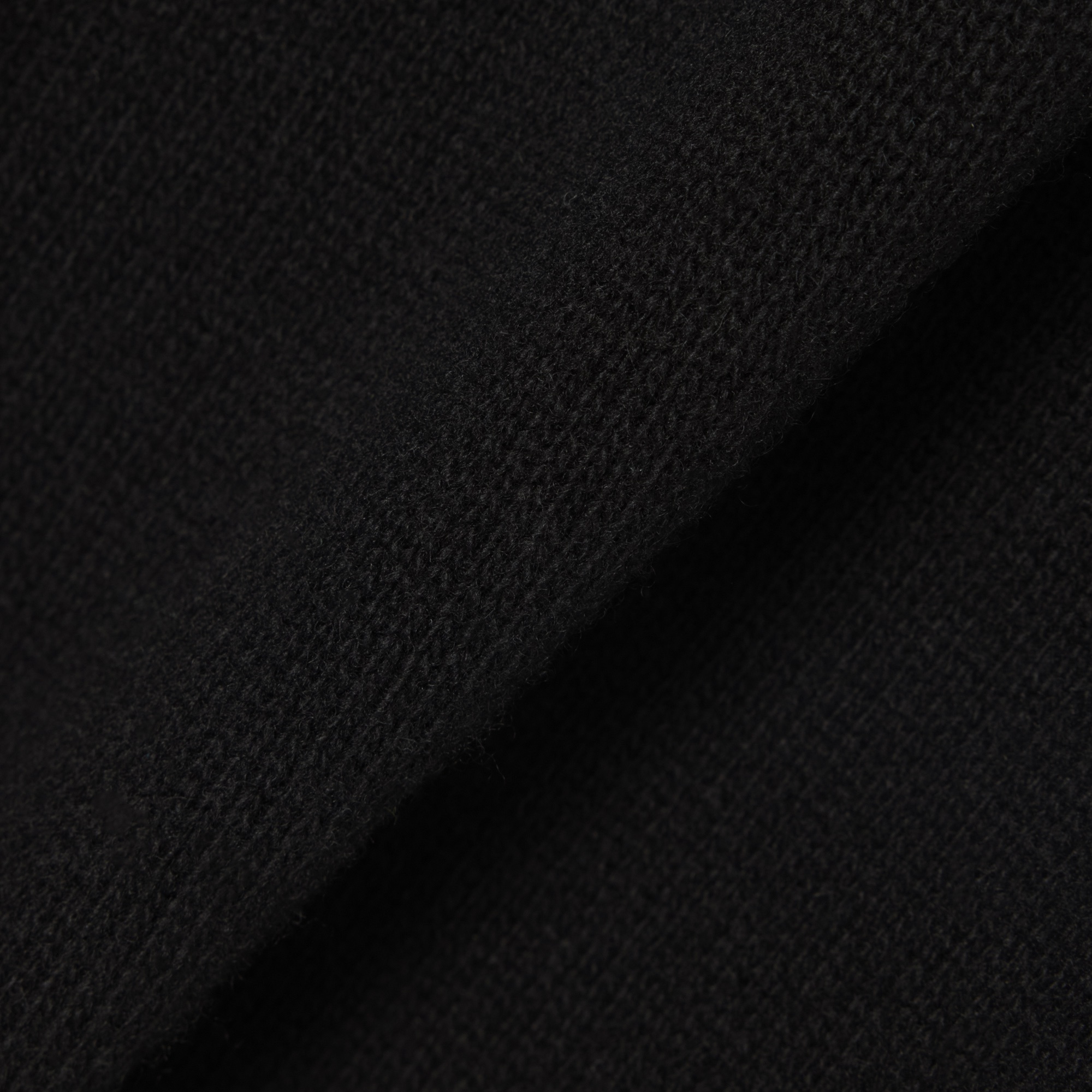 Erkek Classic Fit Yarım Fermuarlı Yün Siyah Kazak
