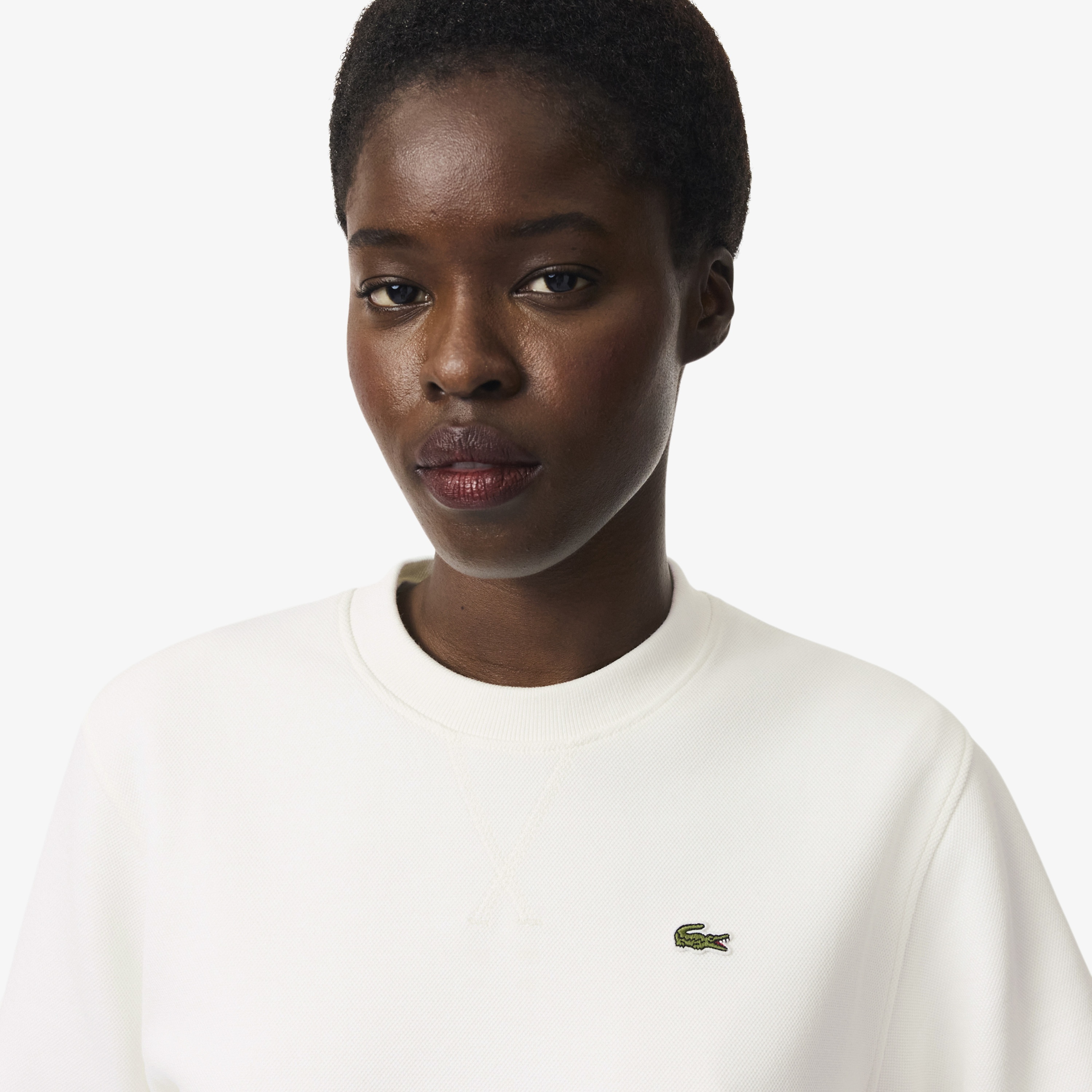 Kadın Relaxed Fit Bisiklet Yaka Krem Sweatshirt