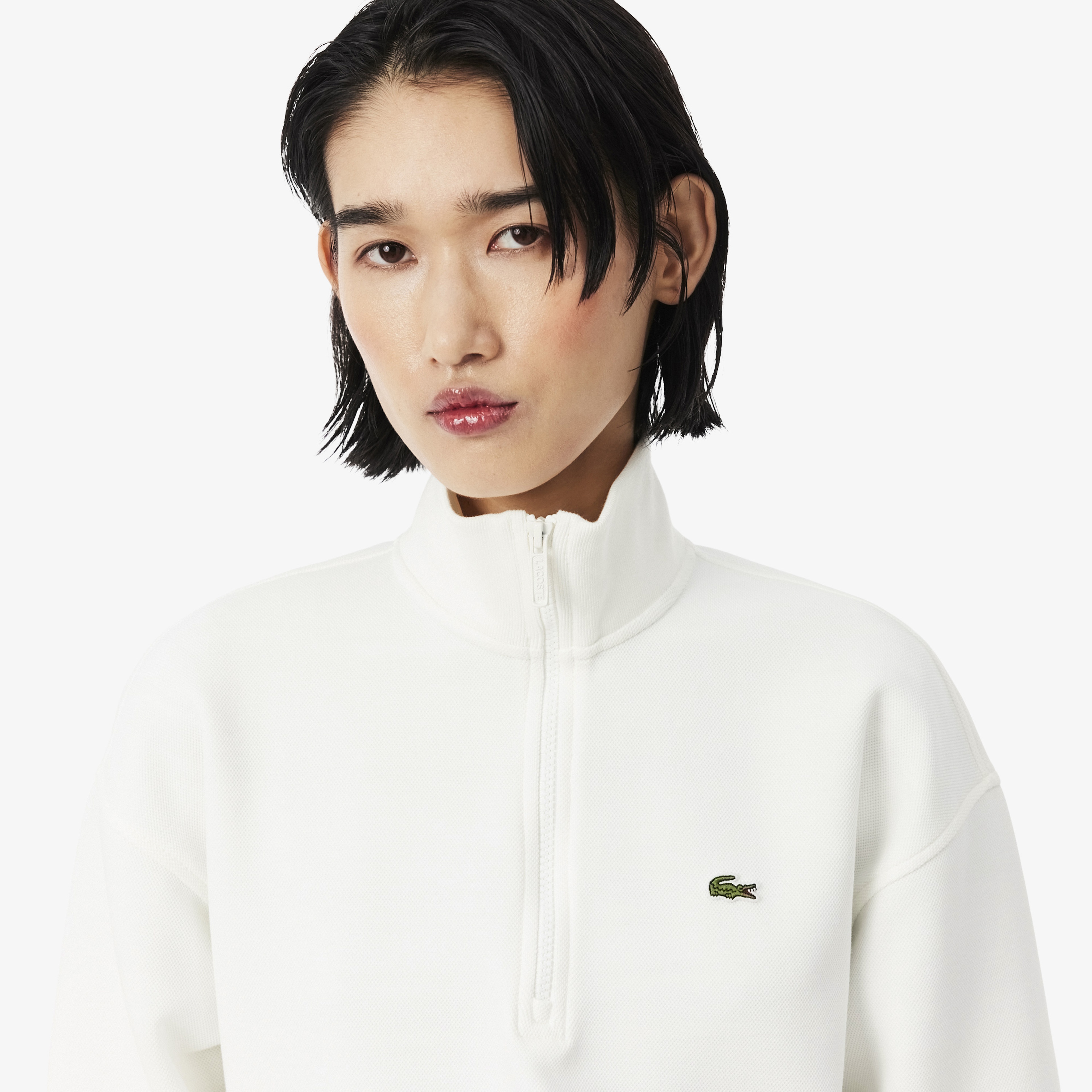 Kadın Relaxed Fit Yarım Fermuarlı Krem Sweatshirt Kadın Relaxed Fit Yarım Fermuarlı Krem Sweatshirt