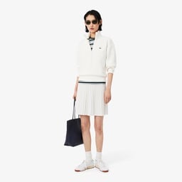 Kadın Relaxed Fit Yarım Fermuarlı Krem Sweatshirt Krem