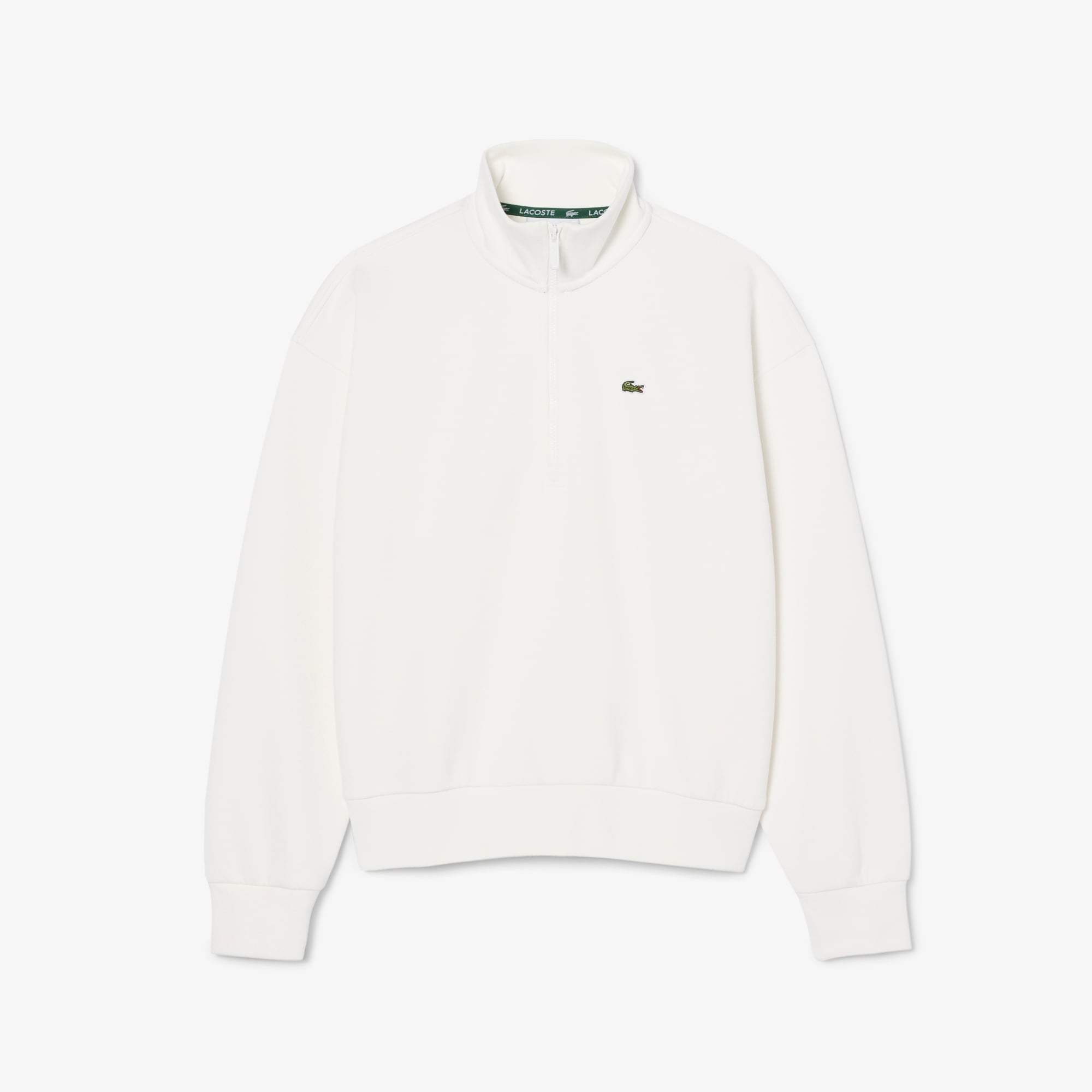 Lacoste Kadın Relaxed Fit Yarım Fermuarlı Krem Sweatshirt görsel 5