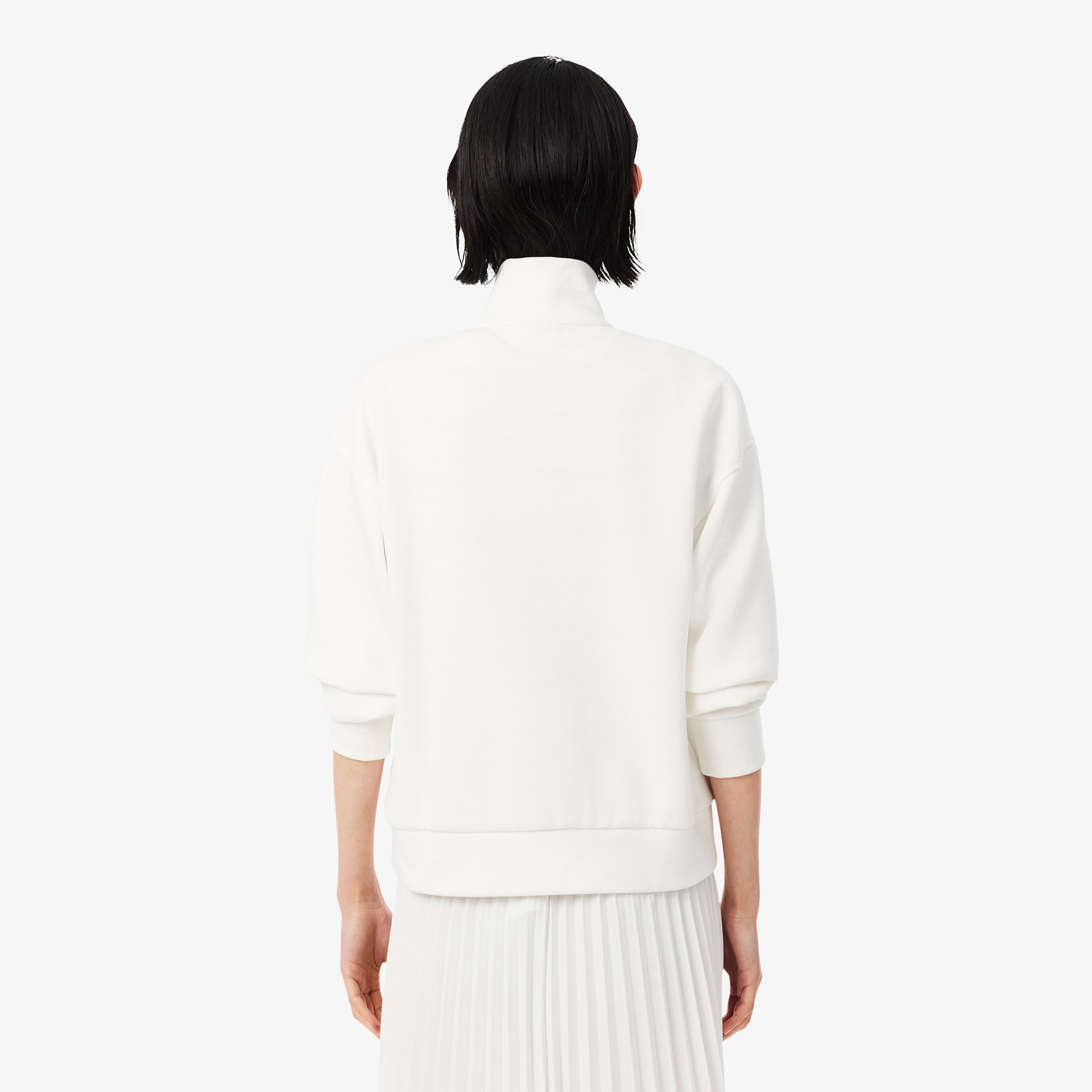 Kadın Relaxed Fit Yarım Fermuarlı Krem Sweatshirt