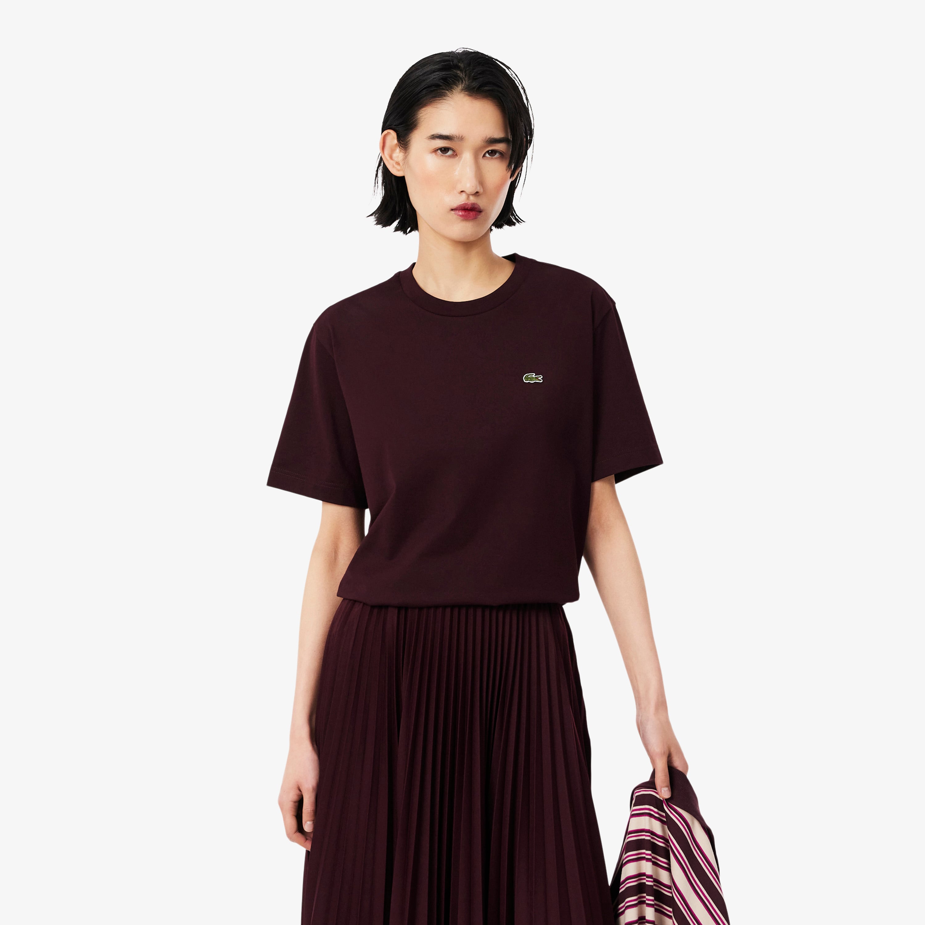 Kadın Relaxed Fit Bisiklet Yaka Bordo T-Shirt Kadın Relaxed Fit Bisiklet Yaka Bordo T-Shirt