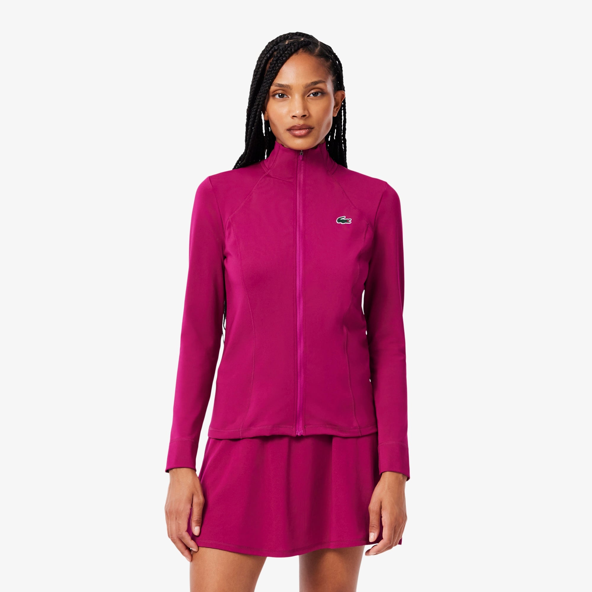 Kadın Slim Fit Fermuarlı Pembe Sweatshirt