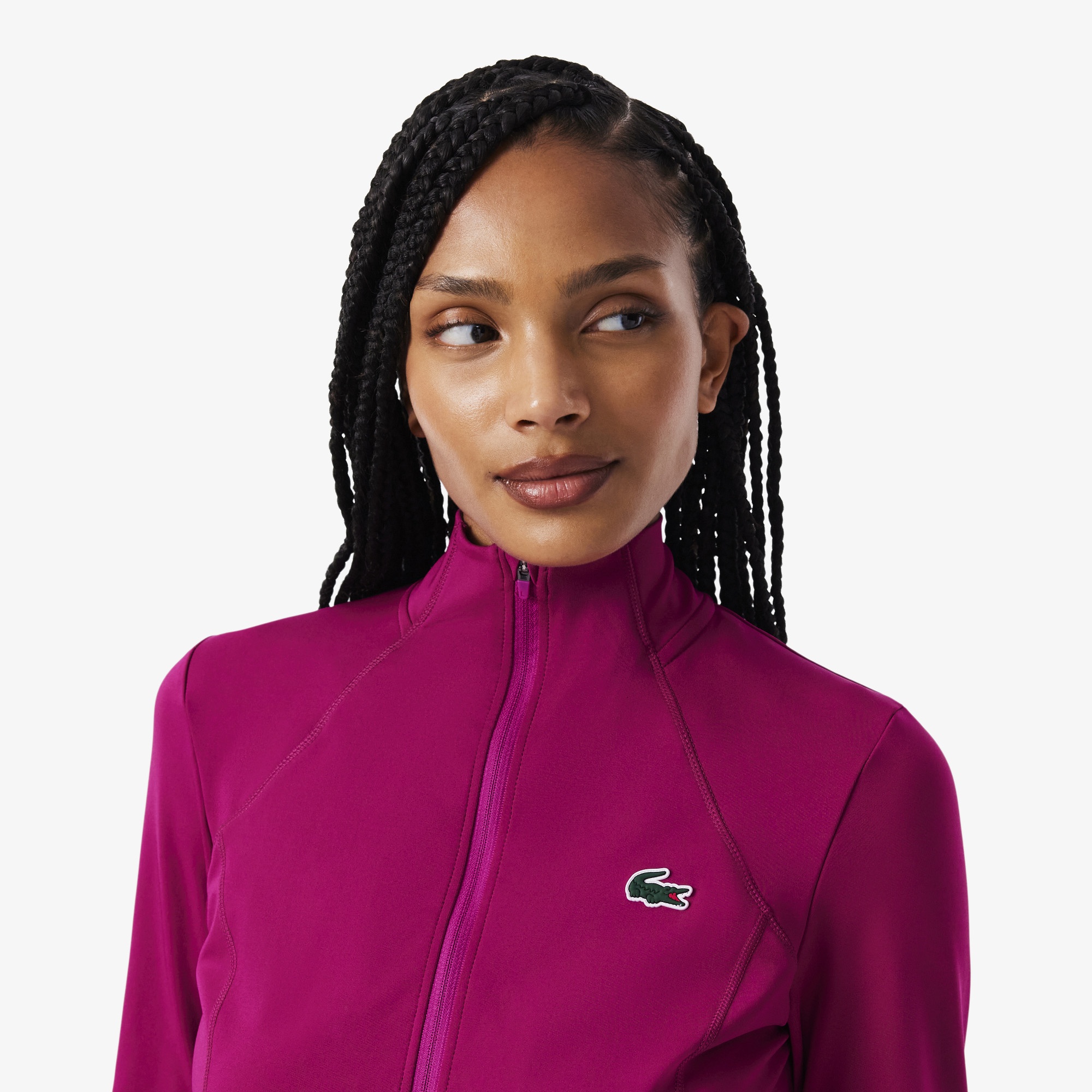 Kadın Slim Fit Fermuarlı Pembe Sweatshirt