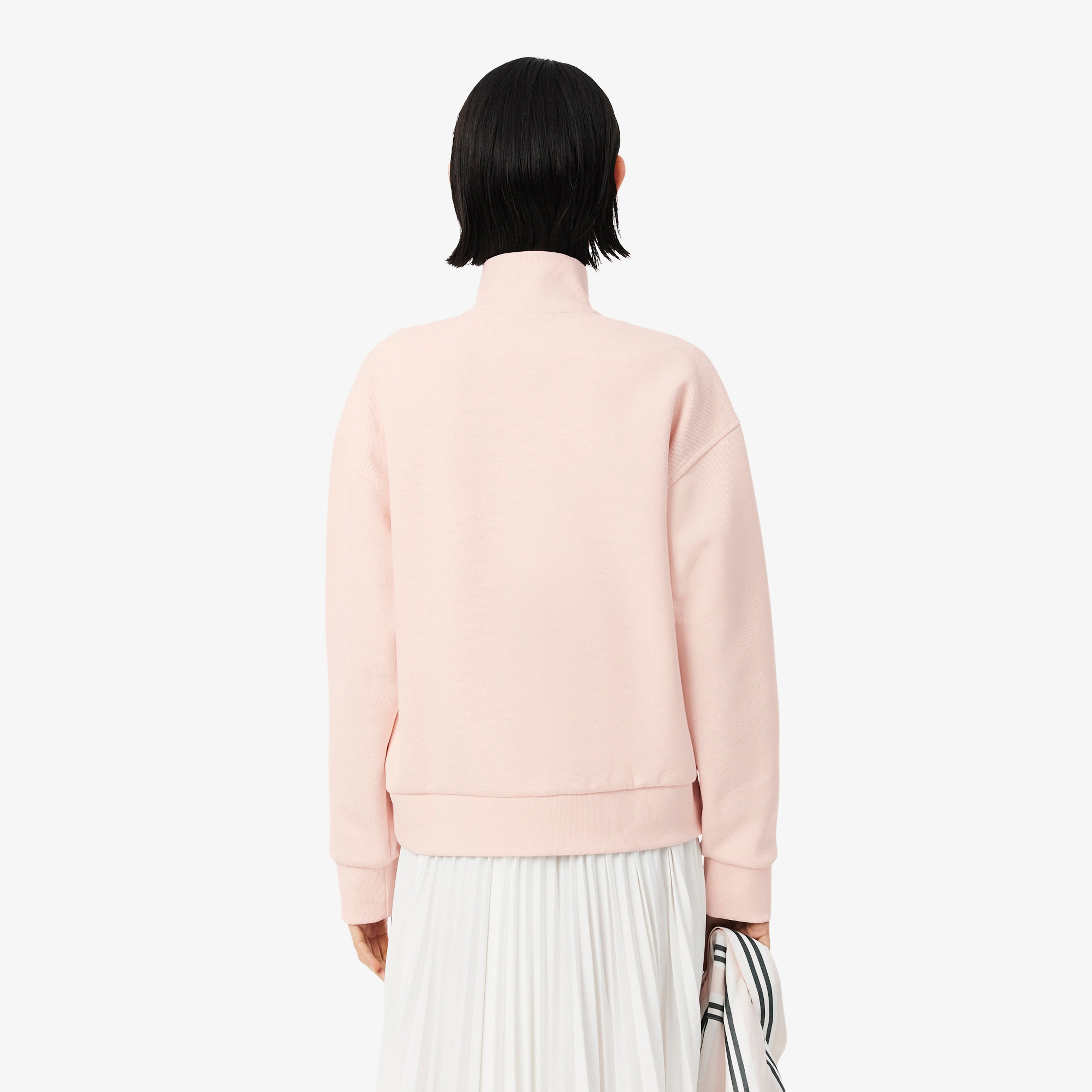 Kadın Relaxed Fit Yarım Fermuarlı Açık Pembe Sweatshirt Kadın Relaxed Fit Yarım Fermuarlı Açık Pembe Sweatshirt