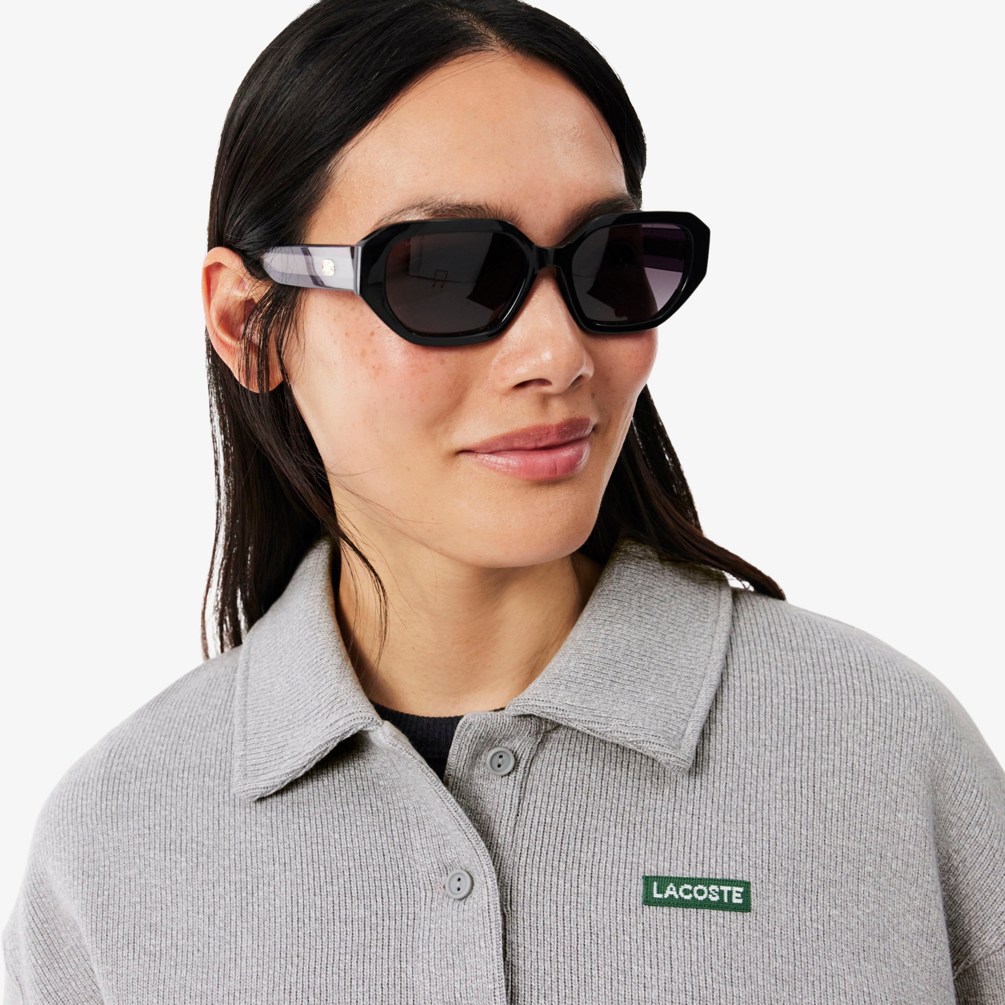 Kadın Oversize Fit Polo Yaka Gri Sweatshirt