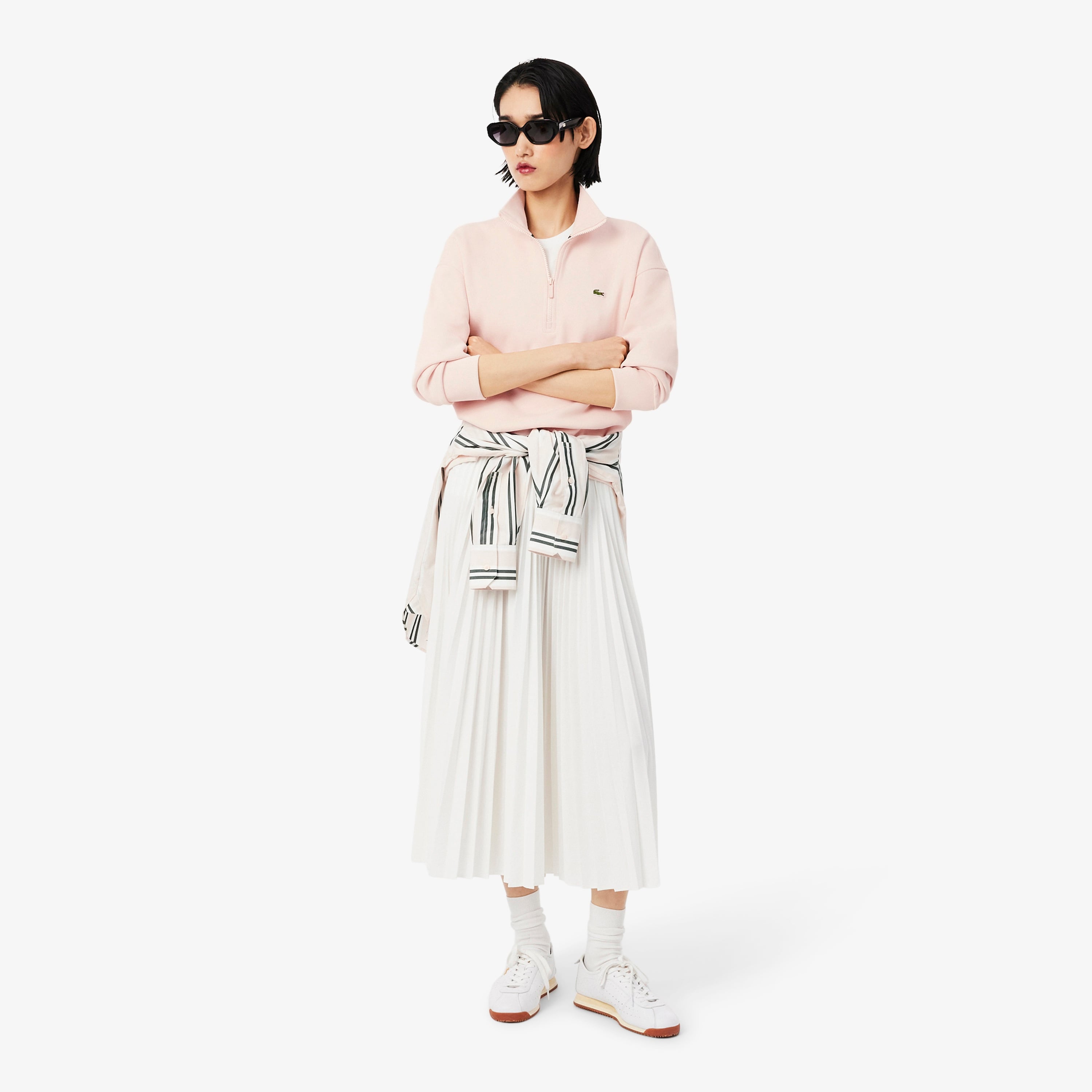 Kadın Relaxed Fit Yarım Fermuarlı Açık Pembe Sweatshirt