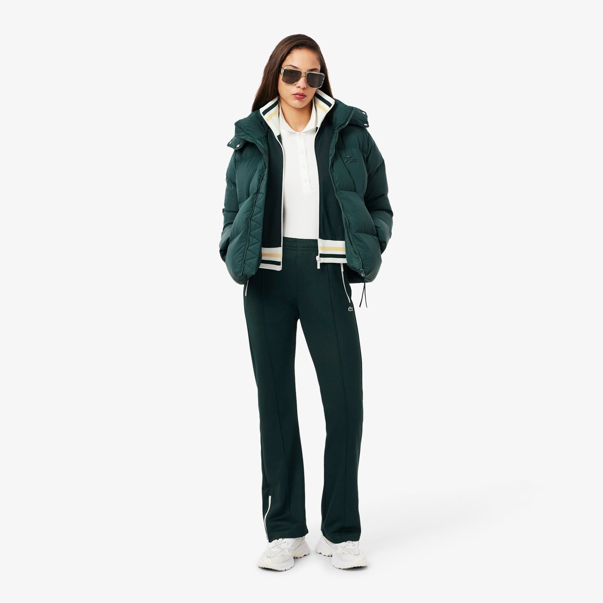 Kadın Regular Fit Fermuarlı Renk Bloklu Koyu Yeşil Sweatshirt