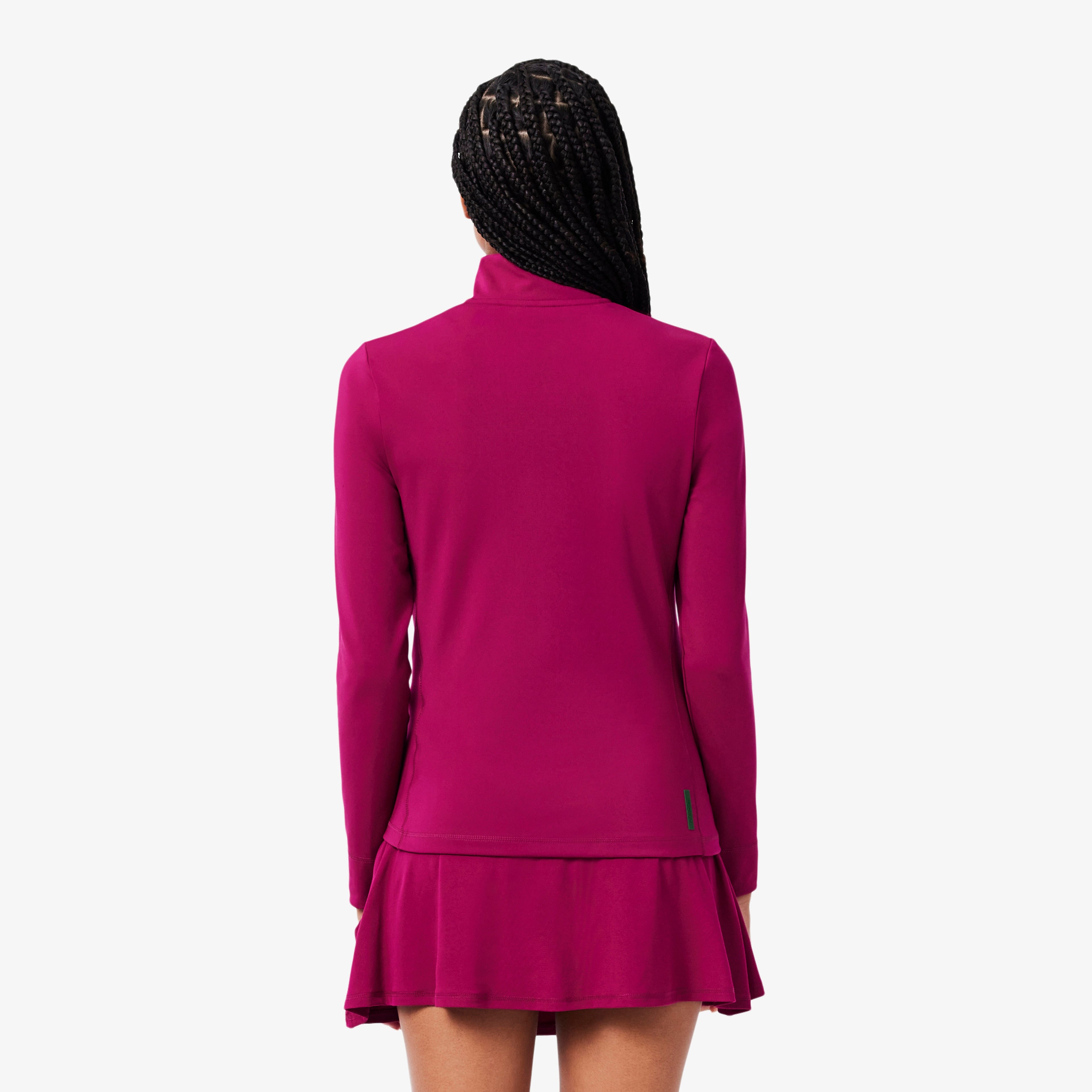 Kadın Slim Fit Fermuarlı Pembe Sweatshirt