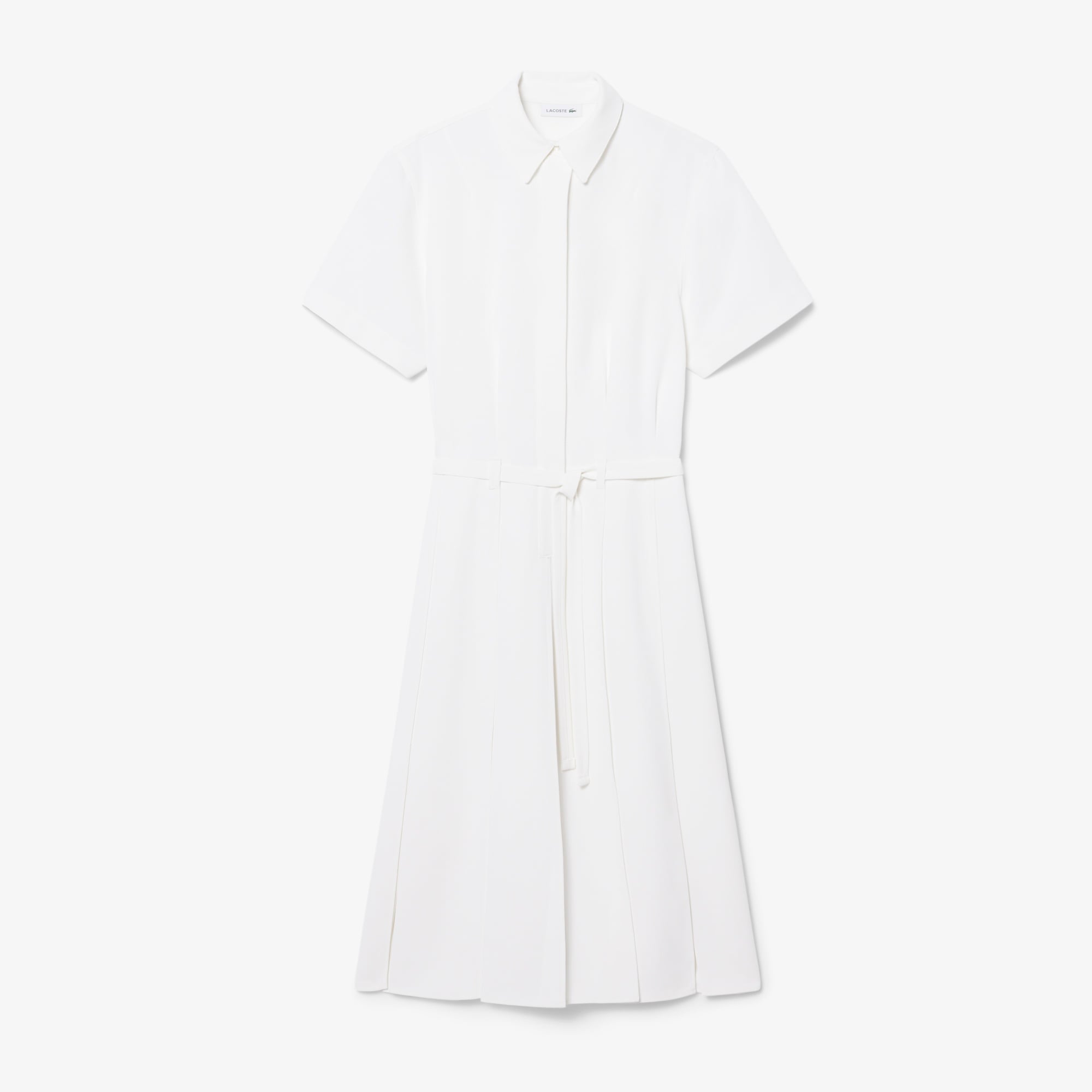 Kadın Flare Fit Kısa Kollu Polo Yaka Krem Elbise