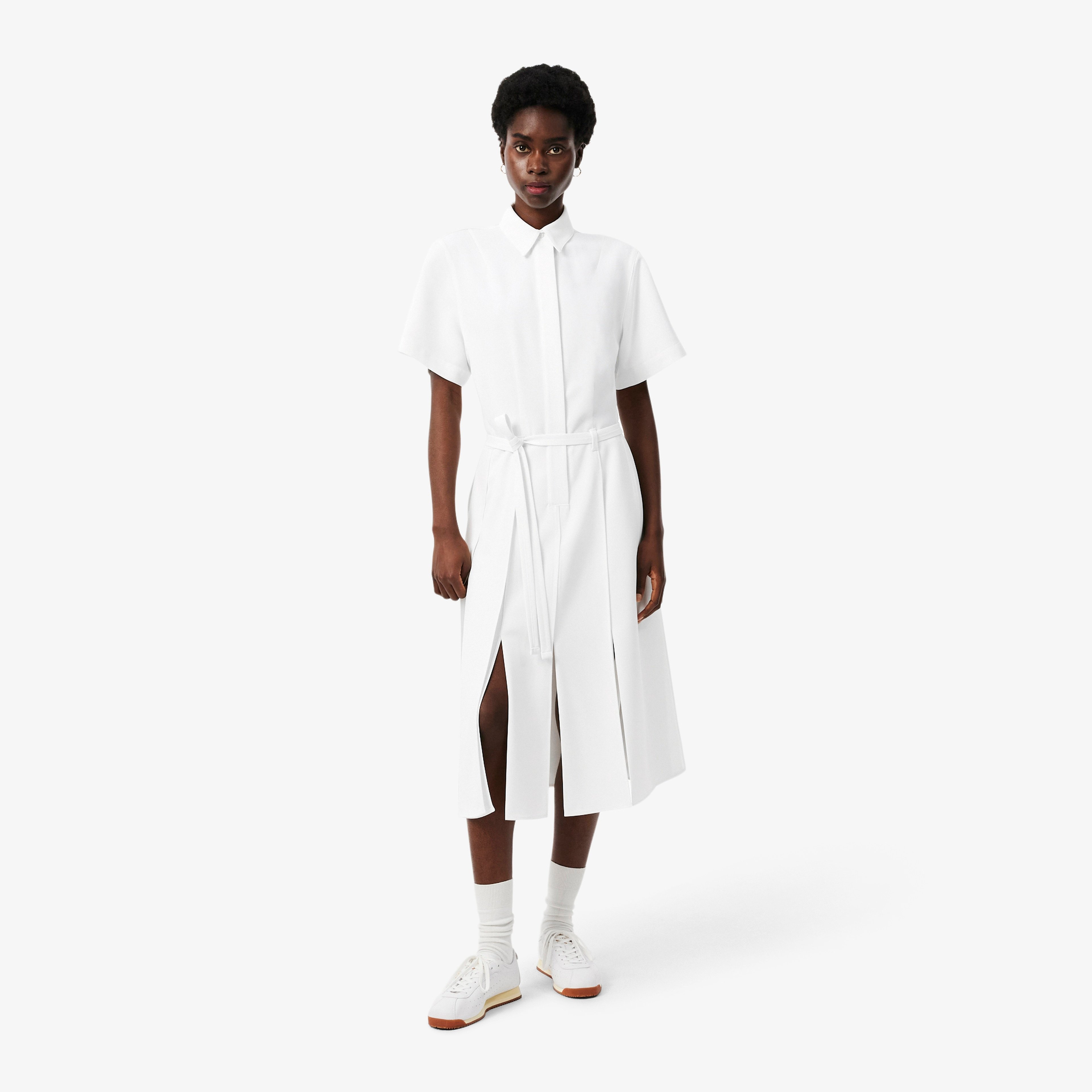 Kadın Flare Fit Kısa Kollu Polo Yaka Krem Elbise Kadın Flare Fit Kısa Kollu Polo Yaka Krem Elbise