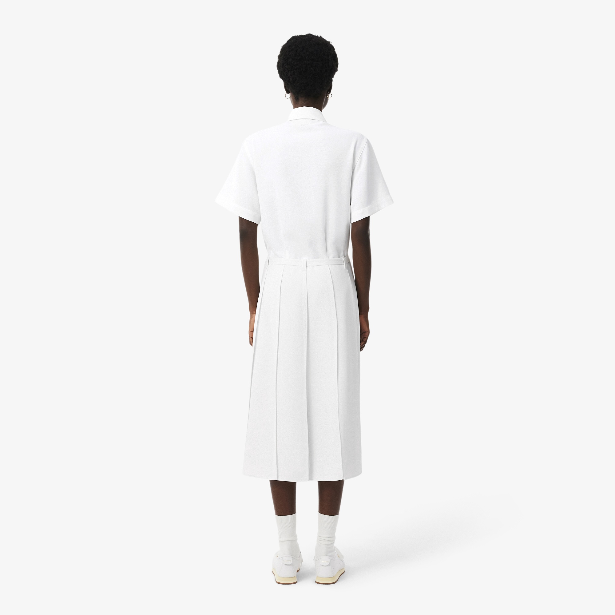 Kadın Flare Fit Kısa Kollu Polo Yaka Krem Elbise