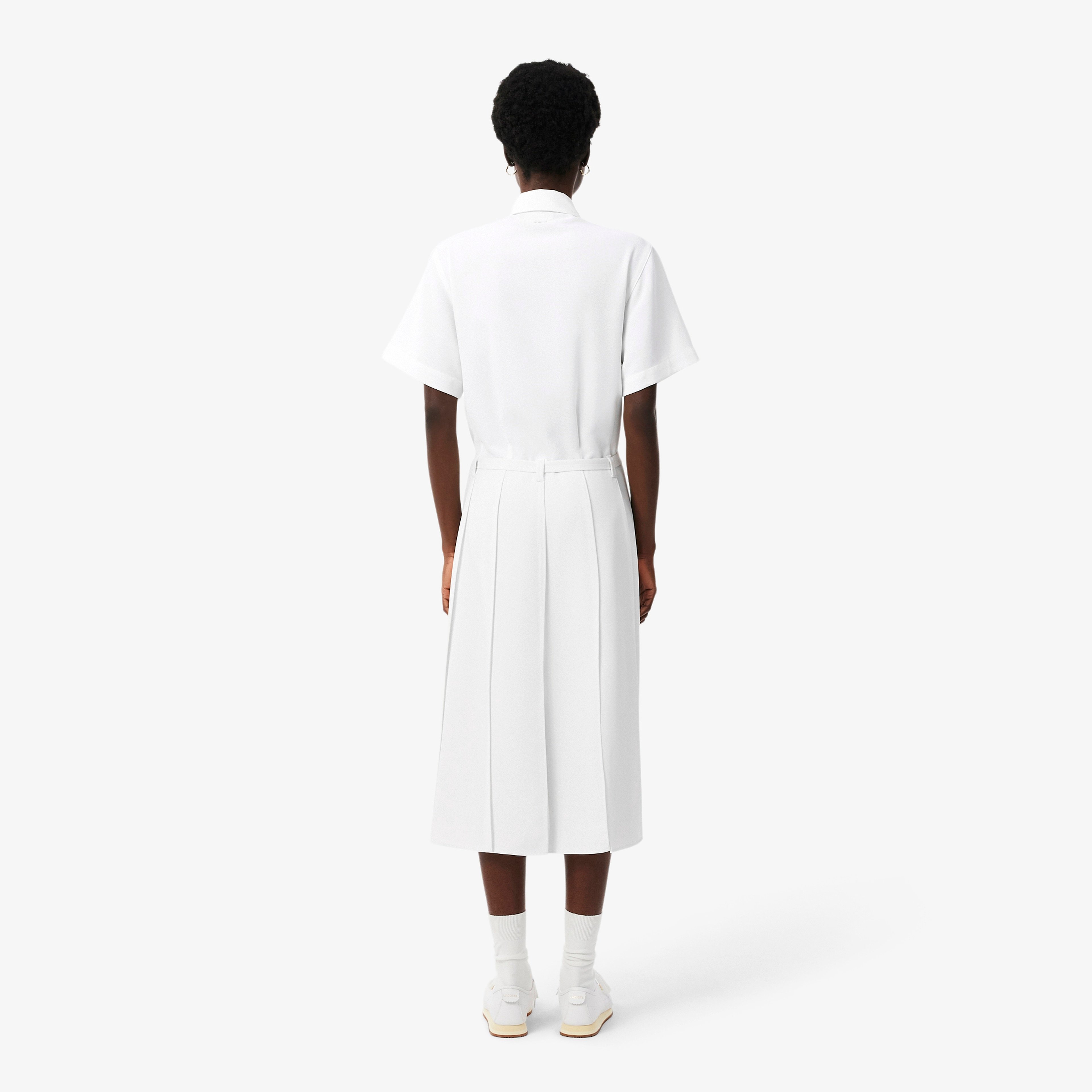 Kadın Flare Fit Kısa Kollu Polo Yaka Krem Elbise Kadın Flare Fit Kısa Kollu Polo Yaka Krem Elbise