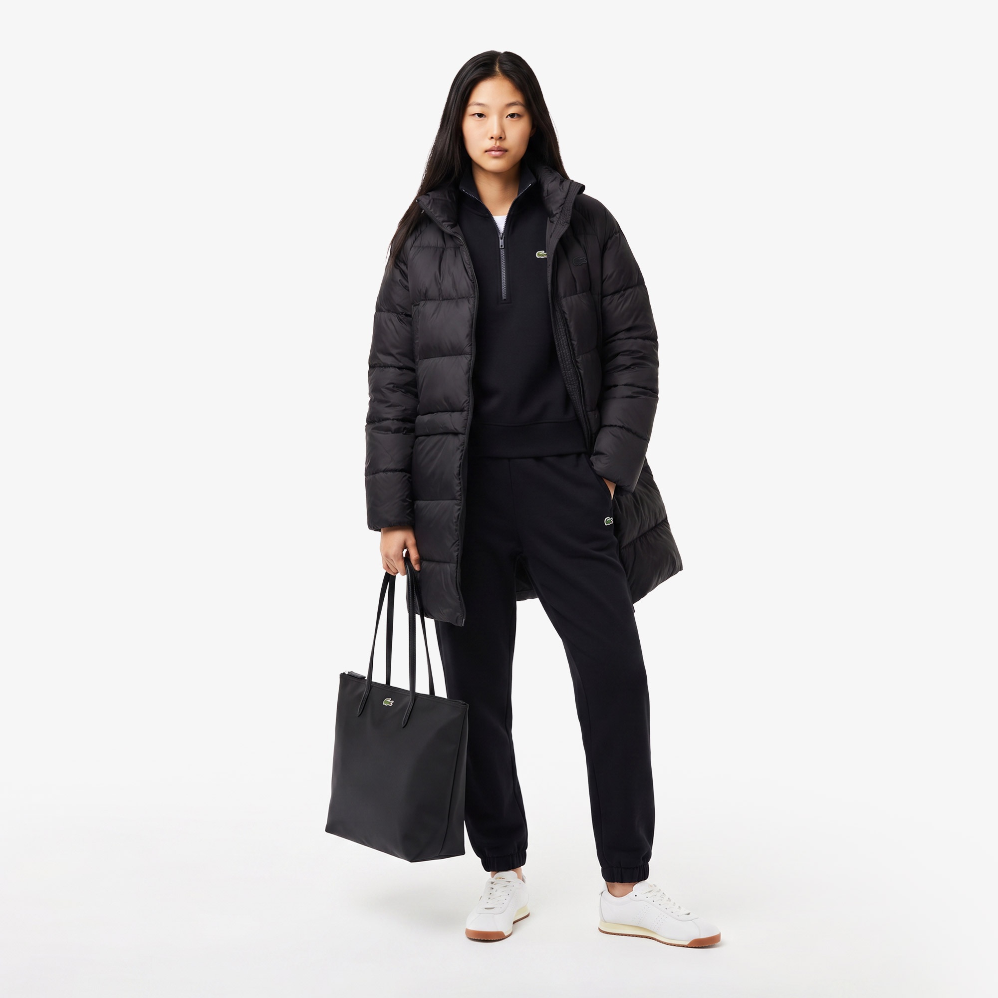 Kadın Relaxed Fit Dik Yaka Siyah Mont