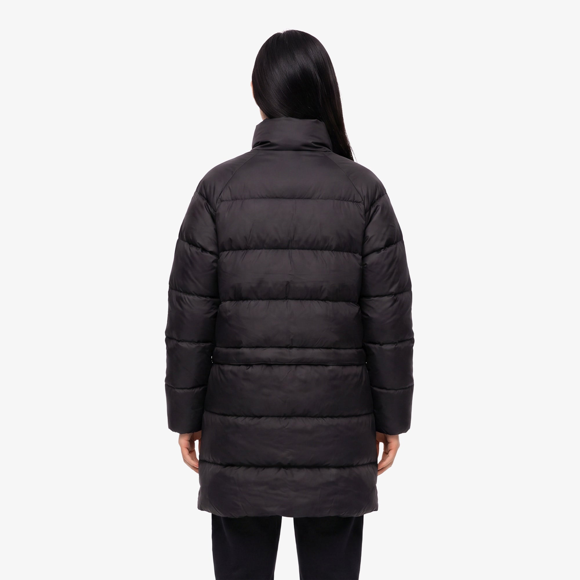 Kadın Relaxed Fit Dik Yaka Siyah Mont